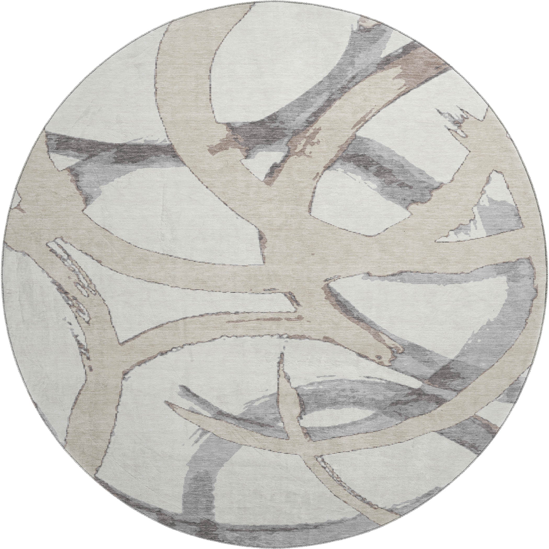 Istanbul Machine Washable Transitional Ivory Rug 8' x 8' #shape_Round