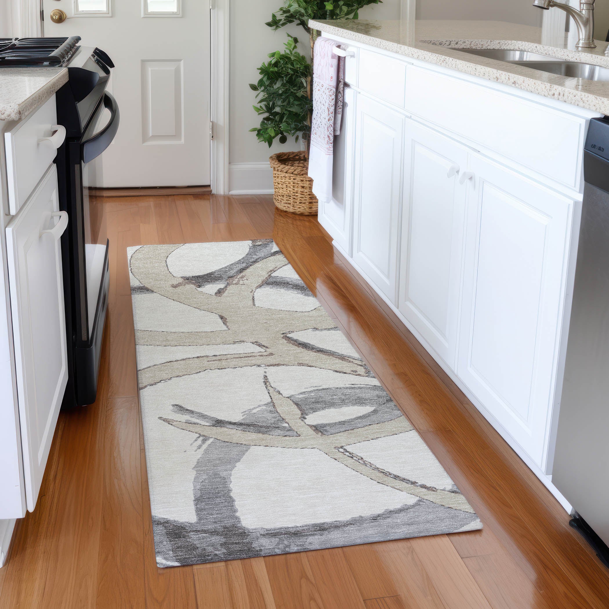 Istanbul Machine Washable Transitional Ivory Rug 2'3" x 7'6" #shape_Runner