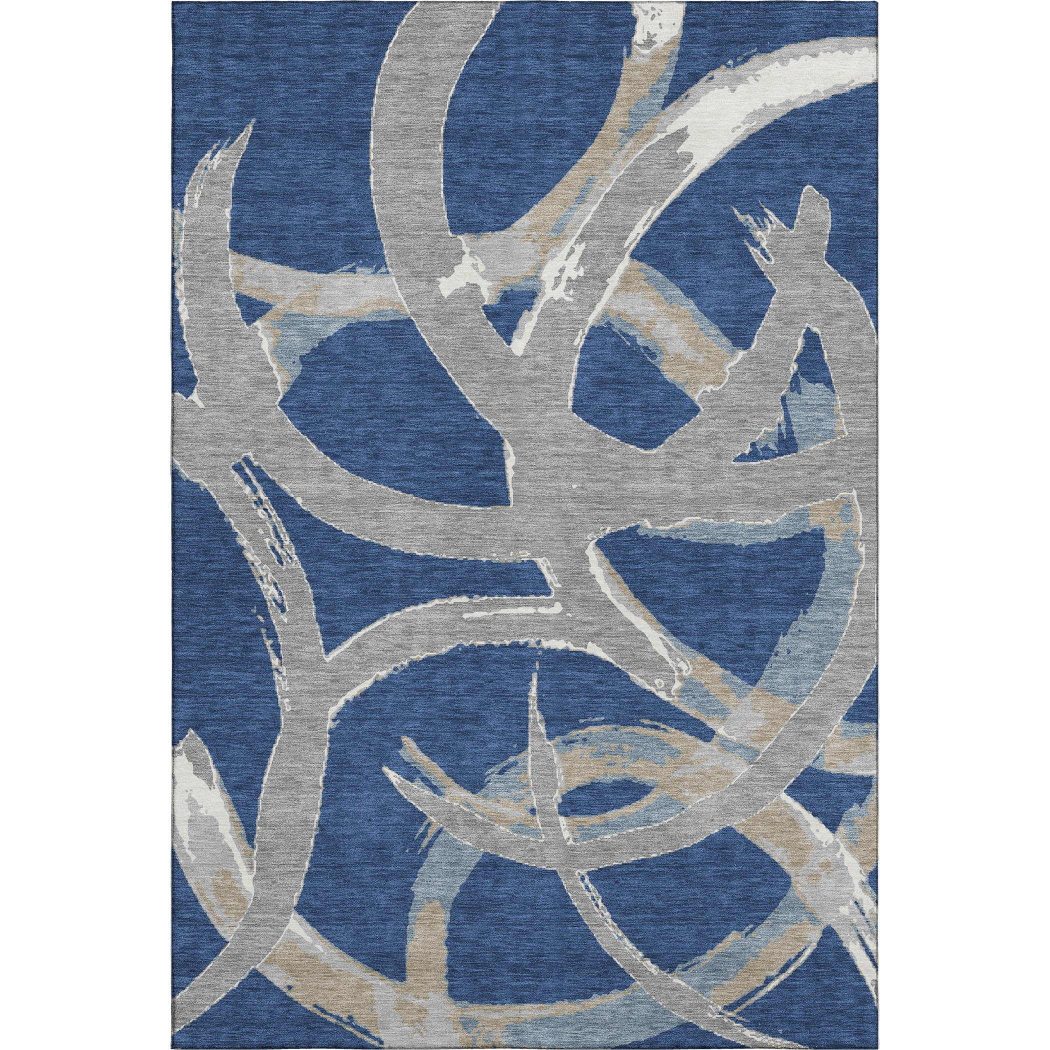 Istanbul Machine Washable Transitional Navy Blue Rug 2'6" x 3'10" #shape_Rectangle
