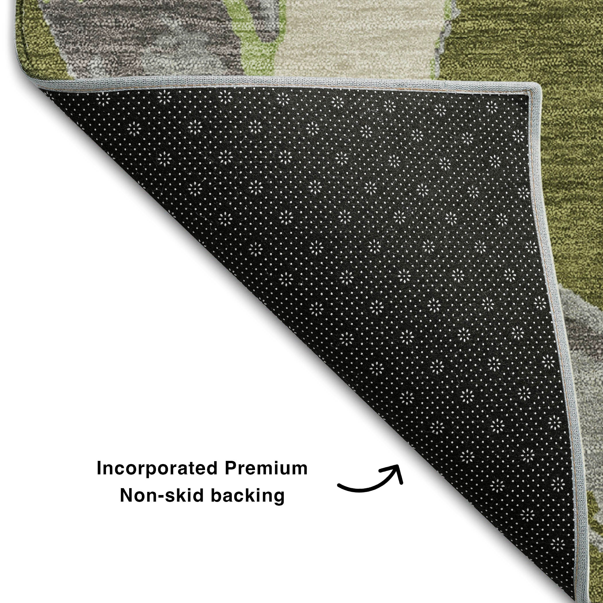 Istanbul Machine Washable Transitional Olive Green Rug 1'8" x 2'6" #shape_Rectangle