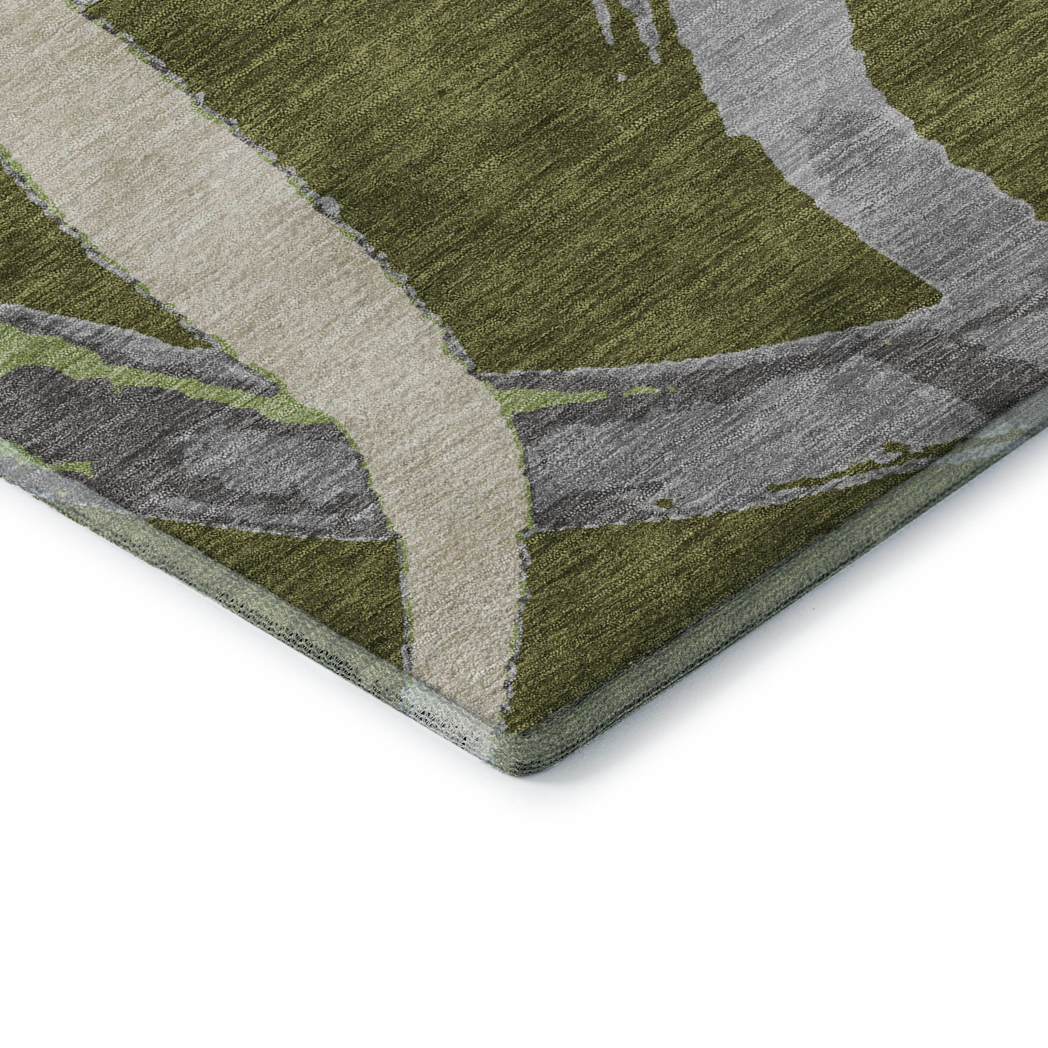 Istanbul Machine Washable Transitional Olive Green Rug 1'8" x 2'6" #shape_Rectangle