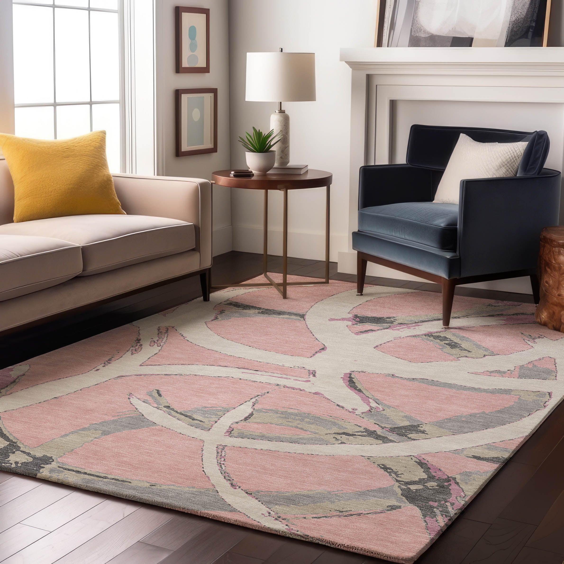 Istanbul Machine Washable Transitional Pink Rug 2'6" x 3'10" #shape_Rectangle