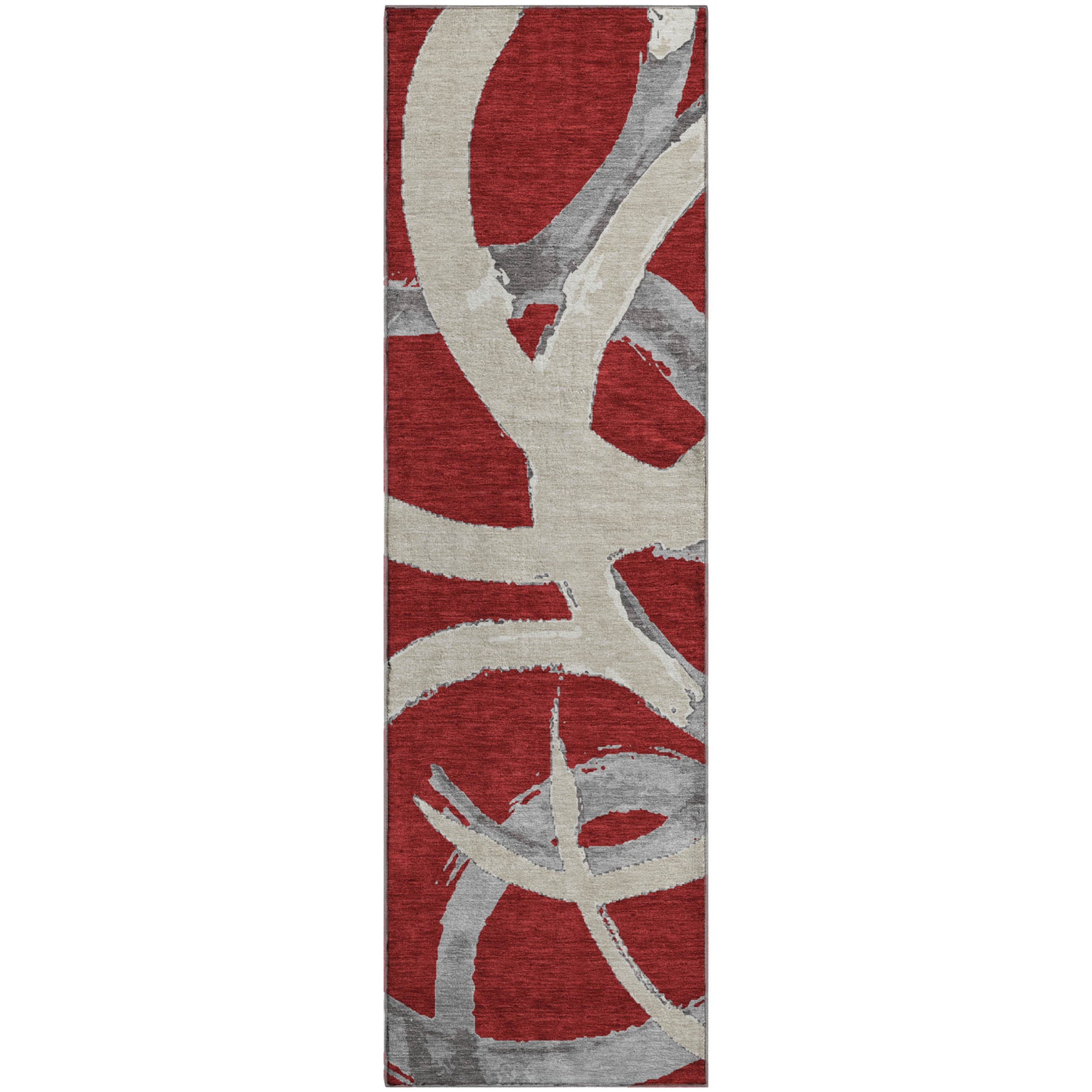 Istanbul Machine Washable Transitional Red Rug 2'3" x 7'6" #shape_Runner