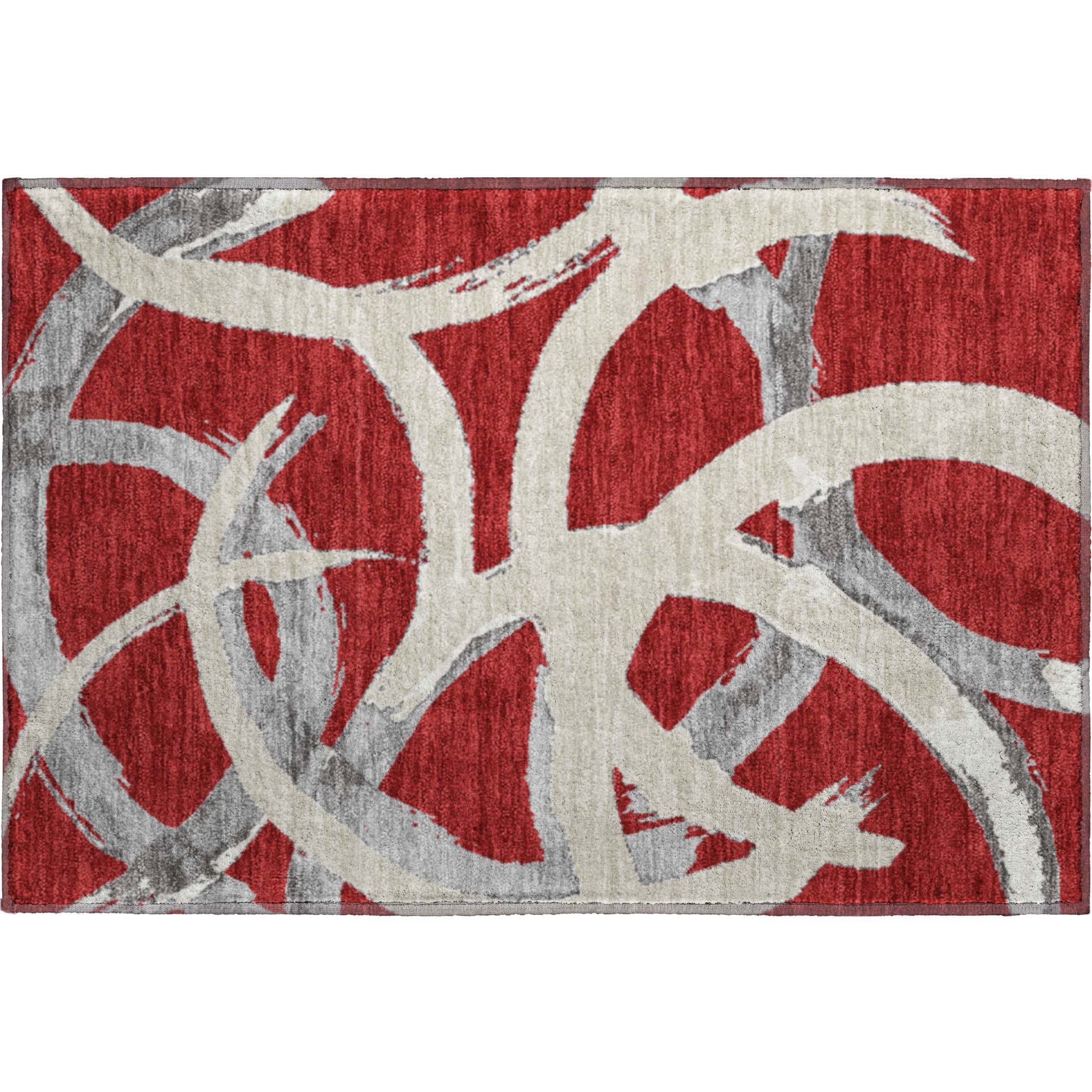 Istanbul Machine Washable Transitional Red Rug 1'8" x 2'6" #shape_Rectangle