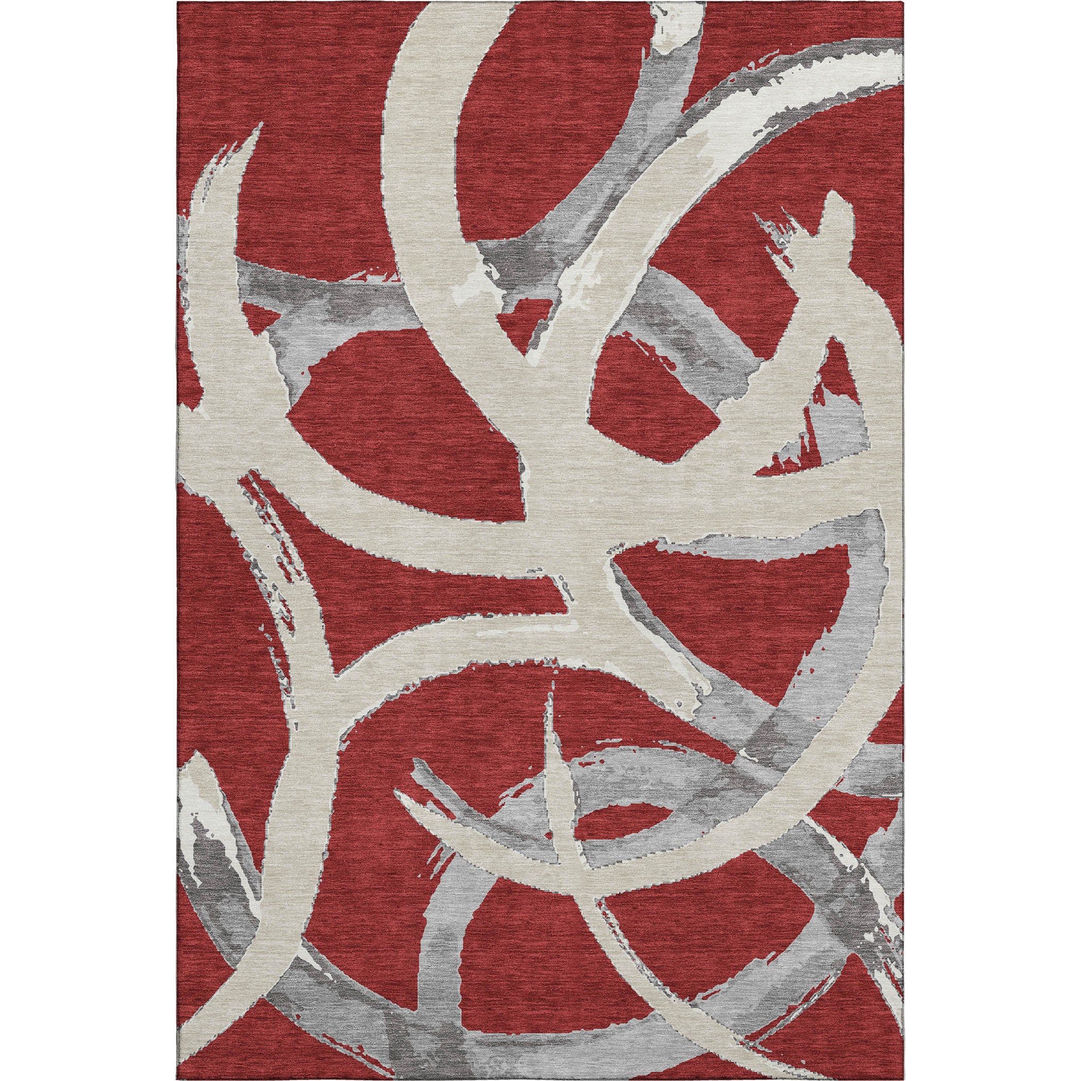 Istanbul Machine Washable Transitional Red Rug 2'6" x 3'10" #shape_Rectangle