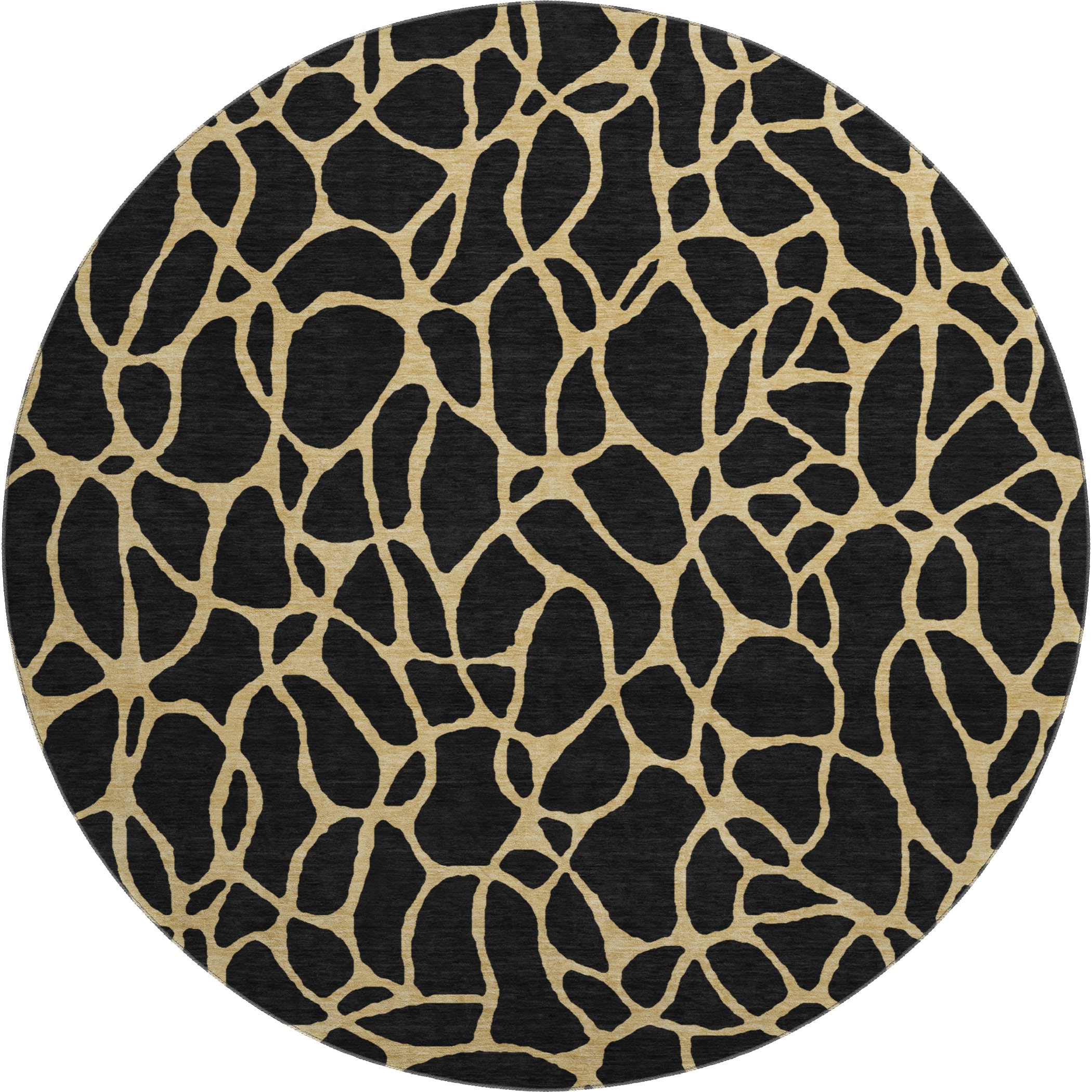 Santorini Machine Washable Transitional Black Rug 8' x 8' #shape_Round