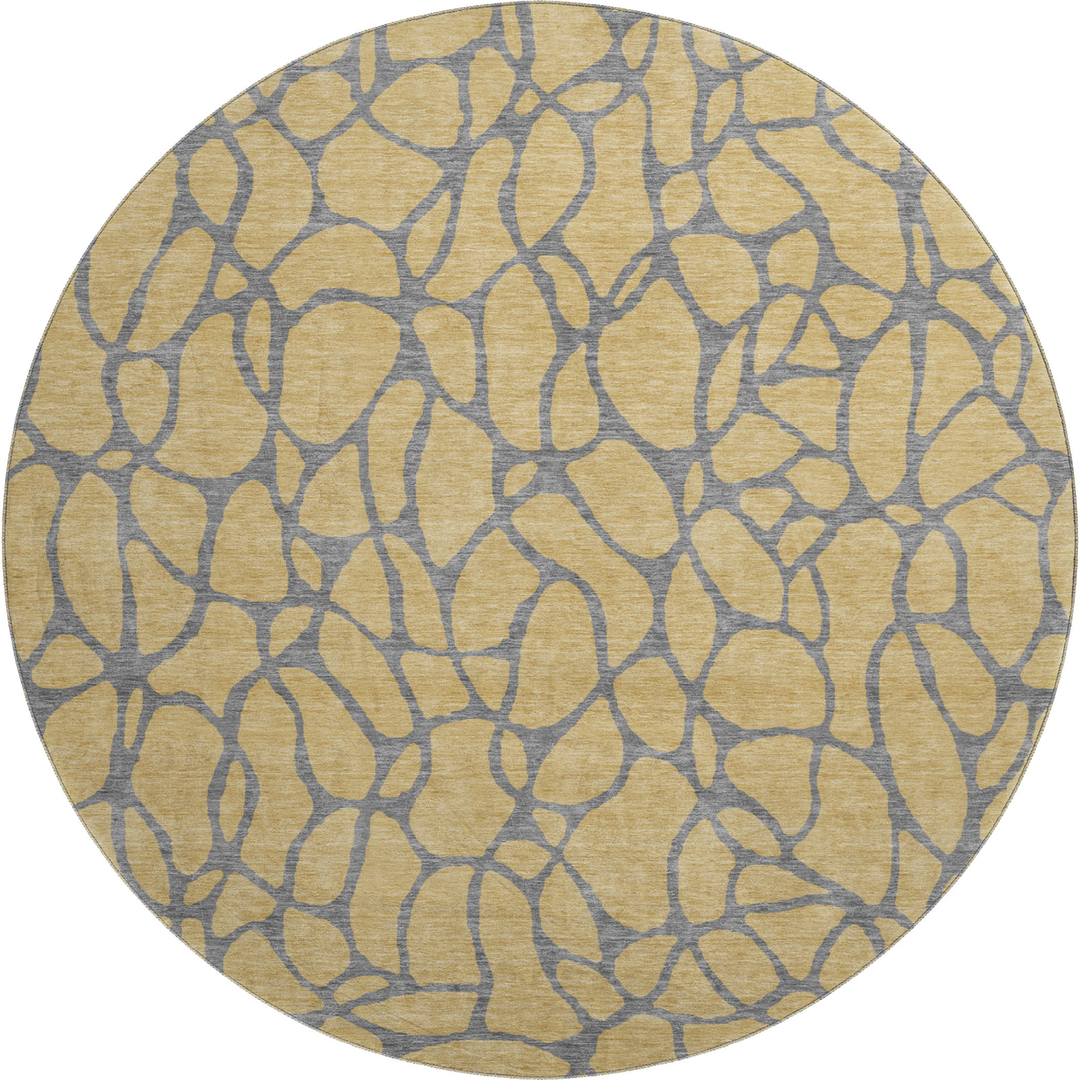 Santorini Machine Washable Transitional Gold Rug 8' x 8' #shape_Round