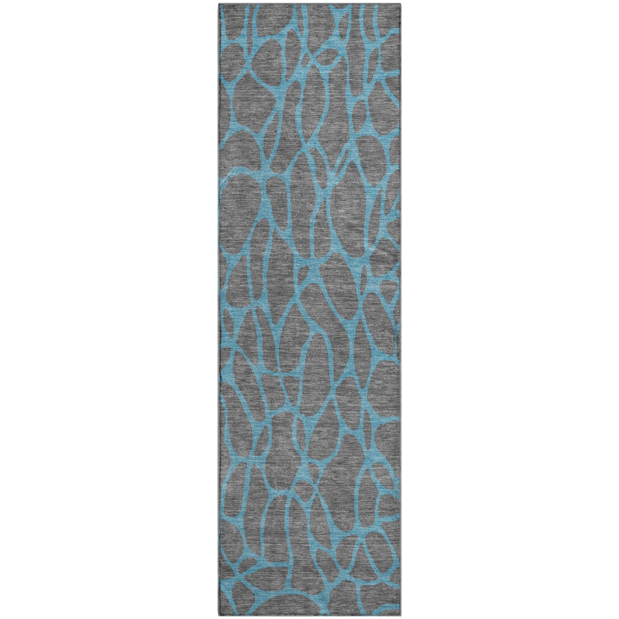 Santorini Machine Washable Transitional Gray Rug 2'3" x 7'6" #shape_Runner