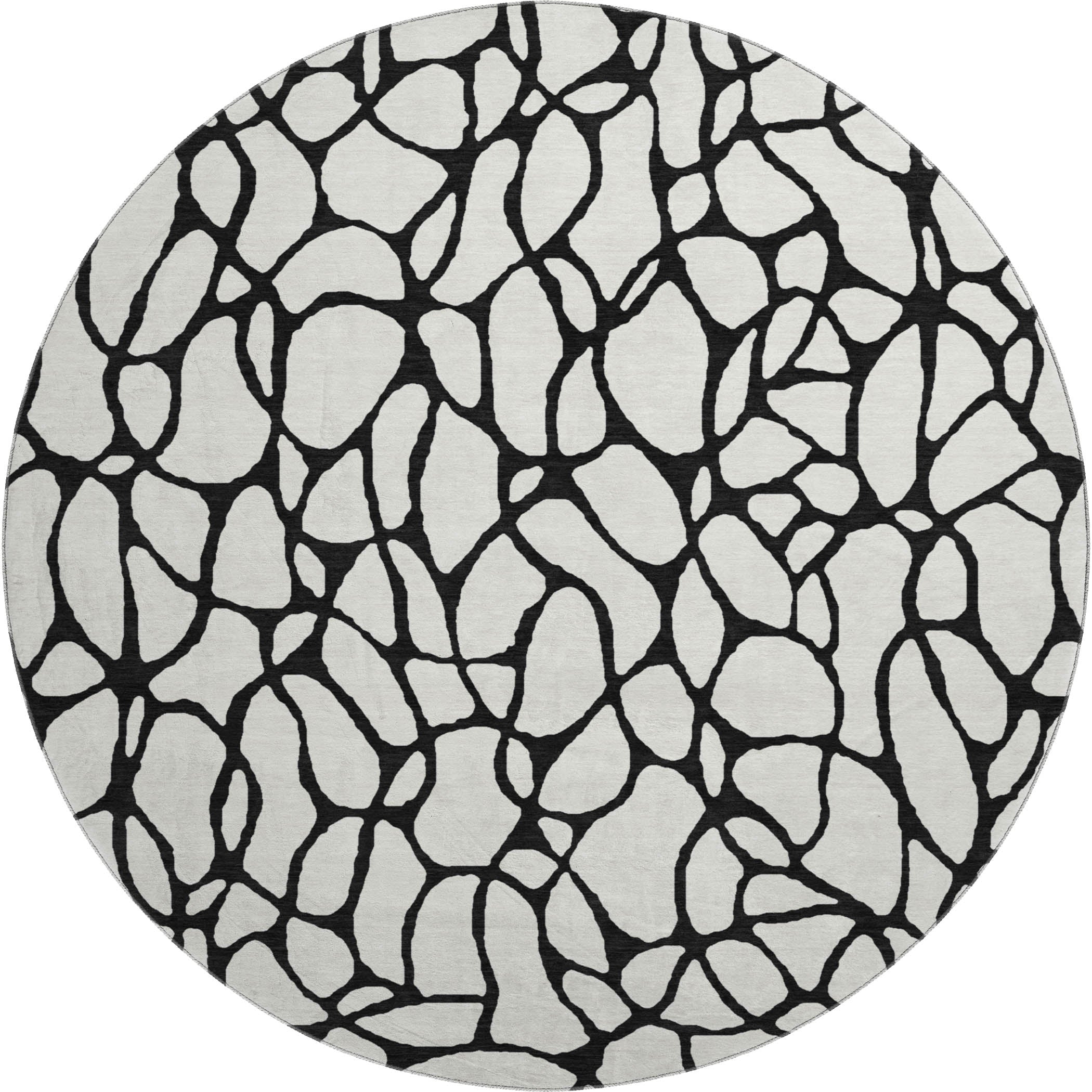 Santorini Machine Washable Transitional Ivory Rug 8' x 8' #shape_Round
