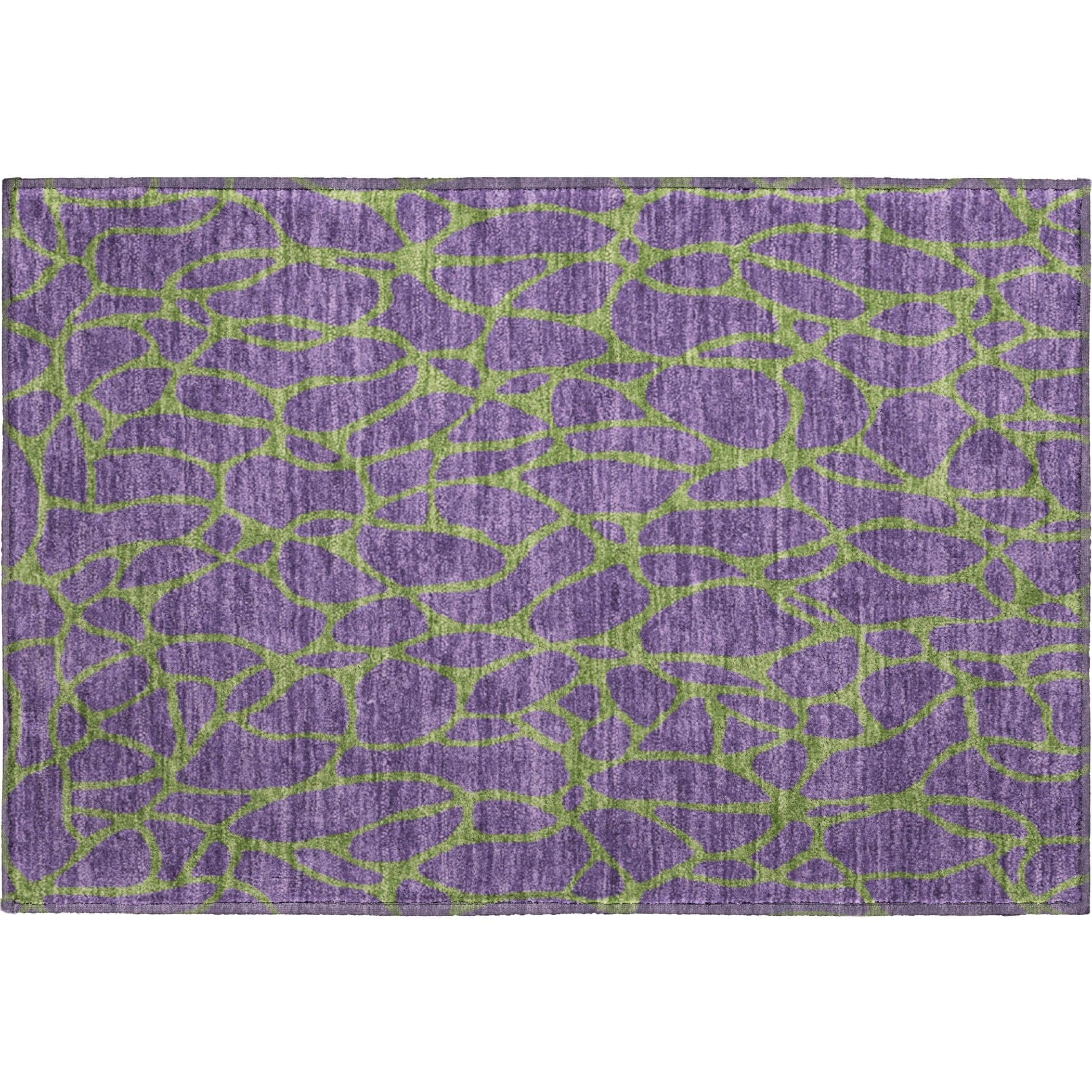 Santorini Machine Washable Transitional Purple Rug 1'8" x 2'6" #shape_Rectangle