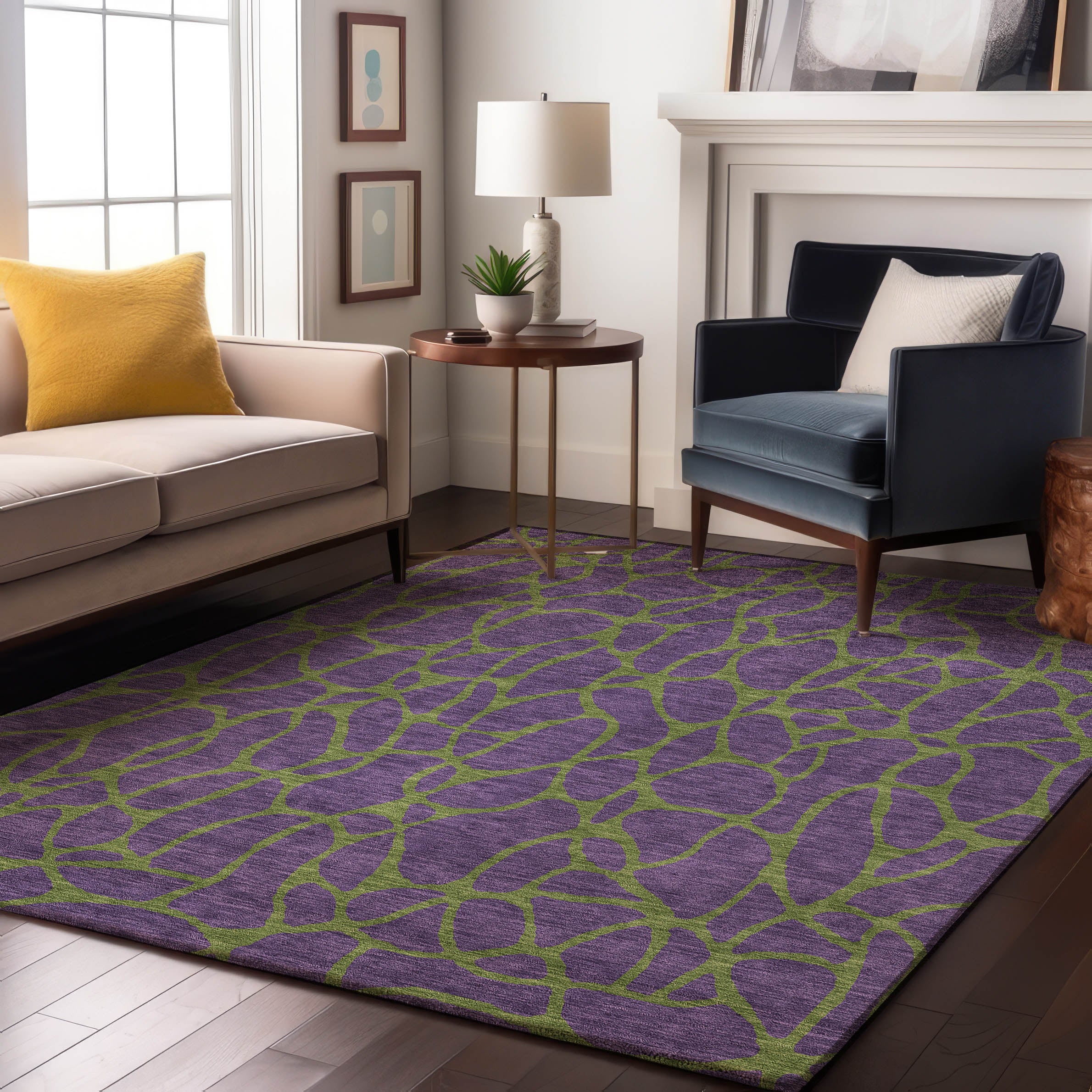 Santorini Machine Washable Transitional Purple Rug 2'6" x 3'10" #shape_Rectangle