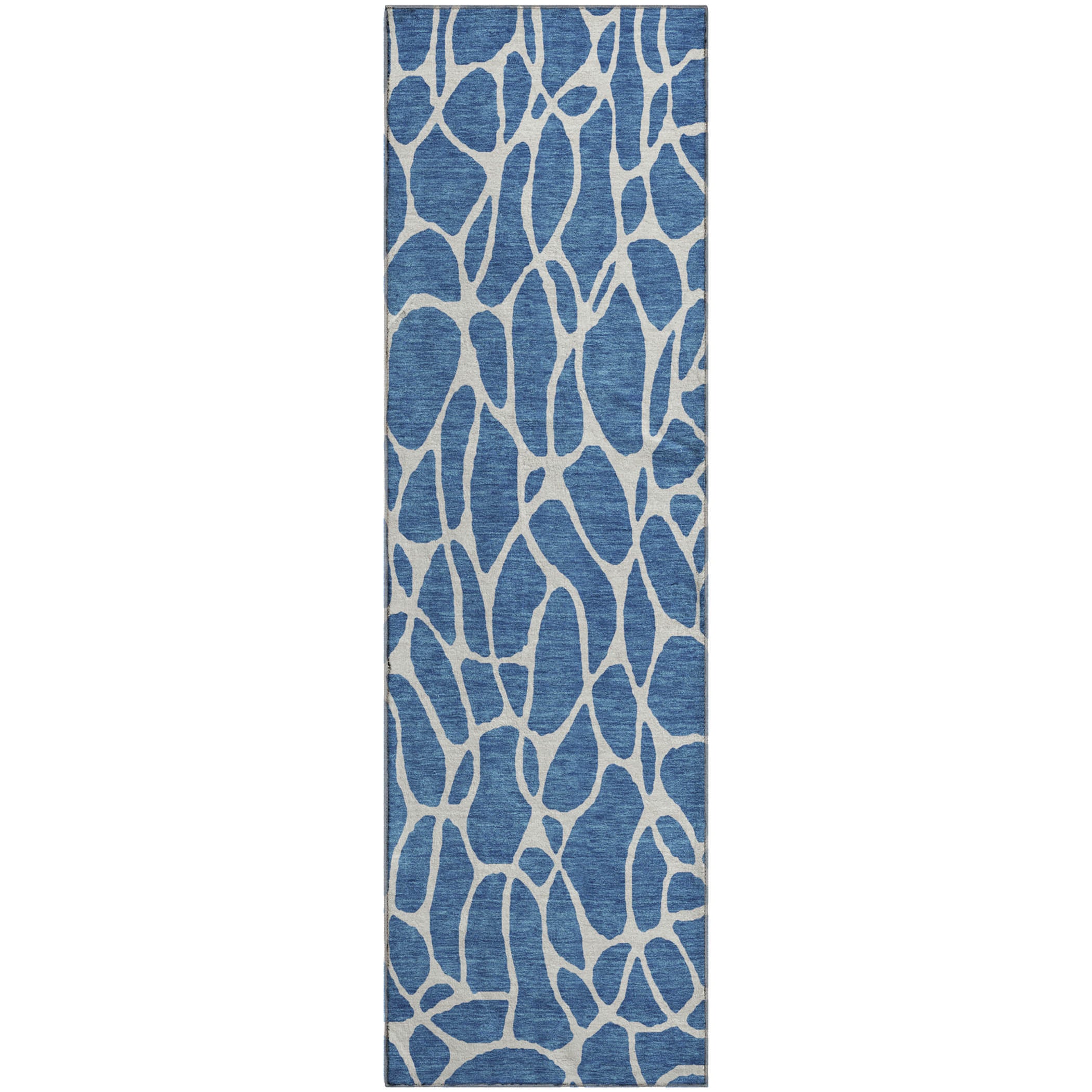 Dublin Machine Washable Transitional Blue Rug 2'3" x 7'6" #shape_Runner