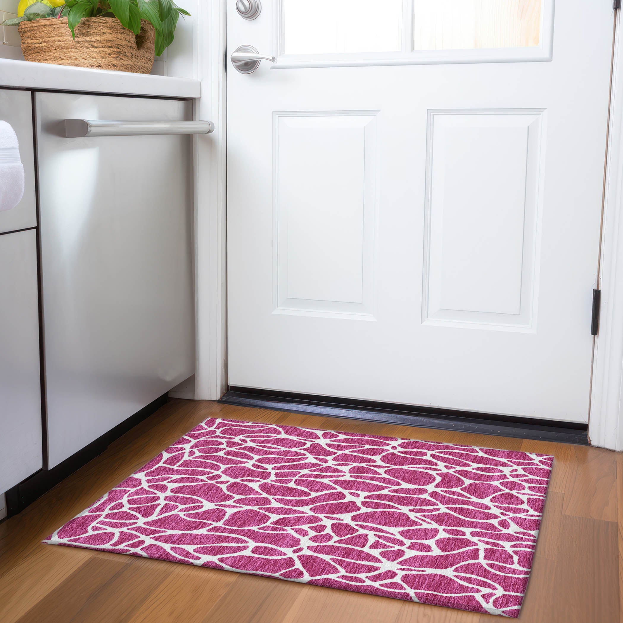 Dublin Machine Washable Transitional Blush Pink Rug 1'8" x 2'6" #shape_Rectangle