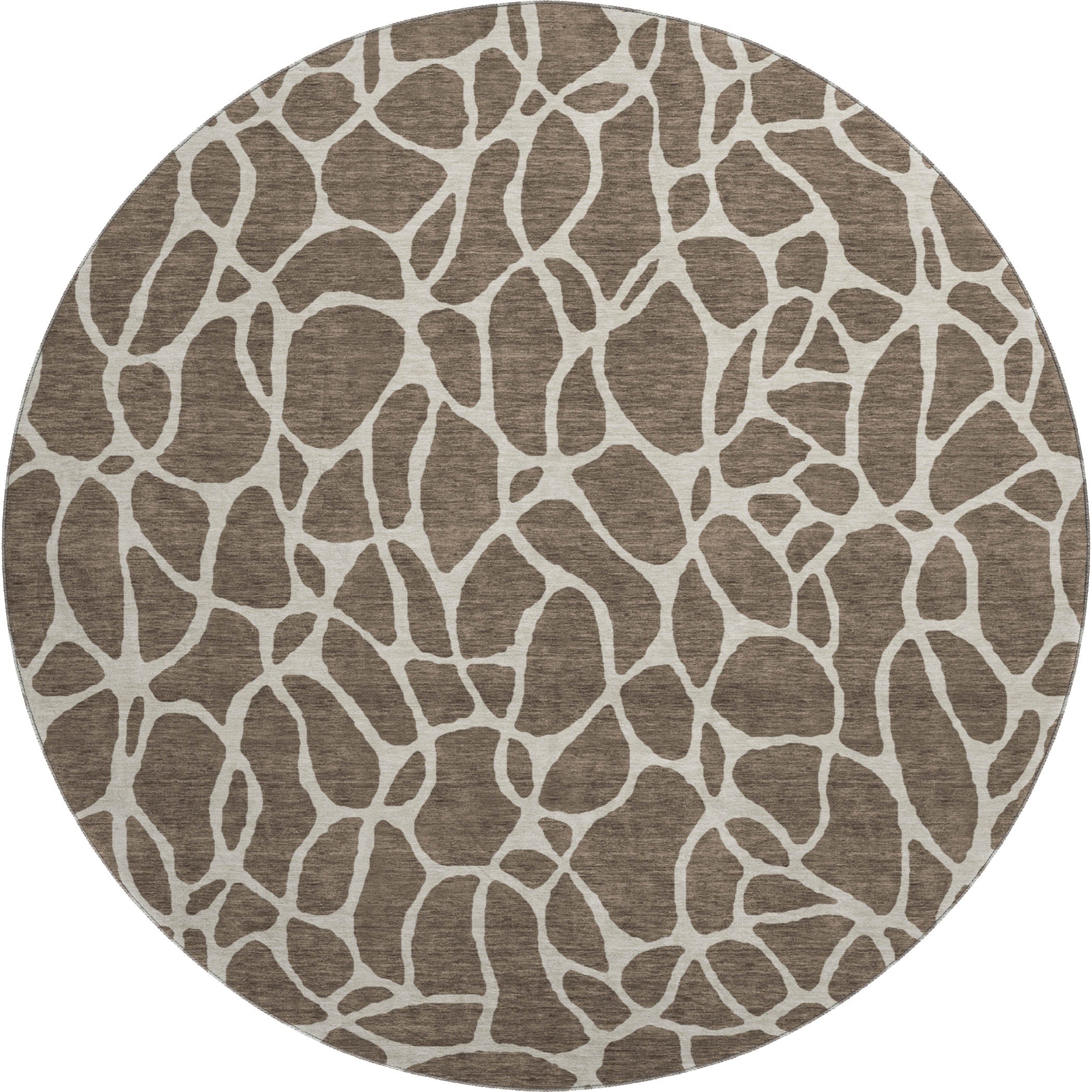 Dublin Machine Washable Transitional Fudge Brown Rug 8' x 8' #shape_Round