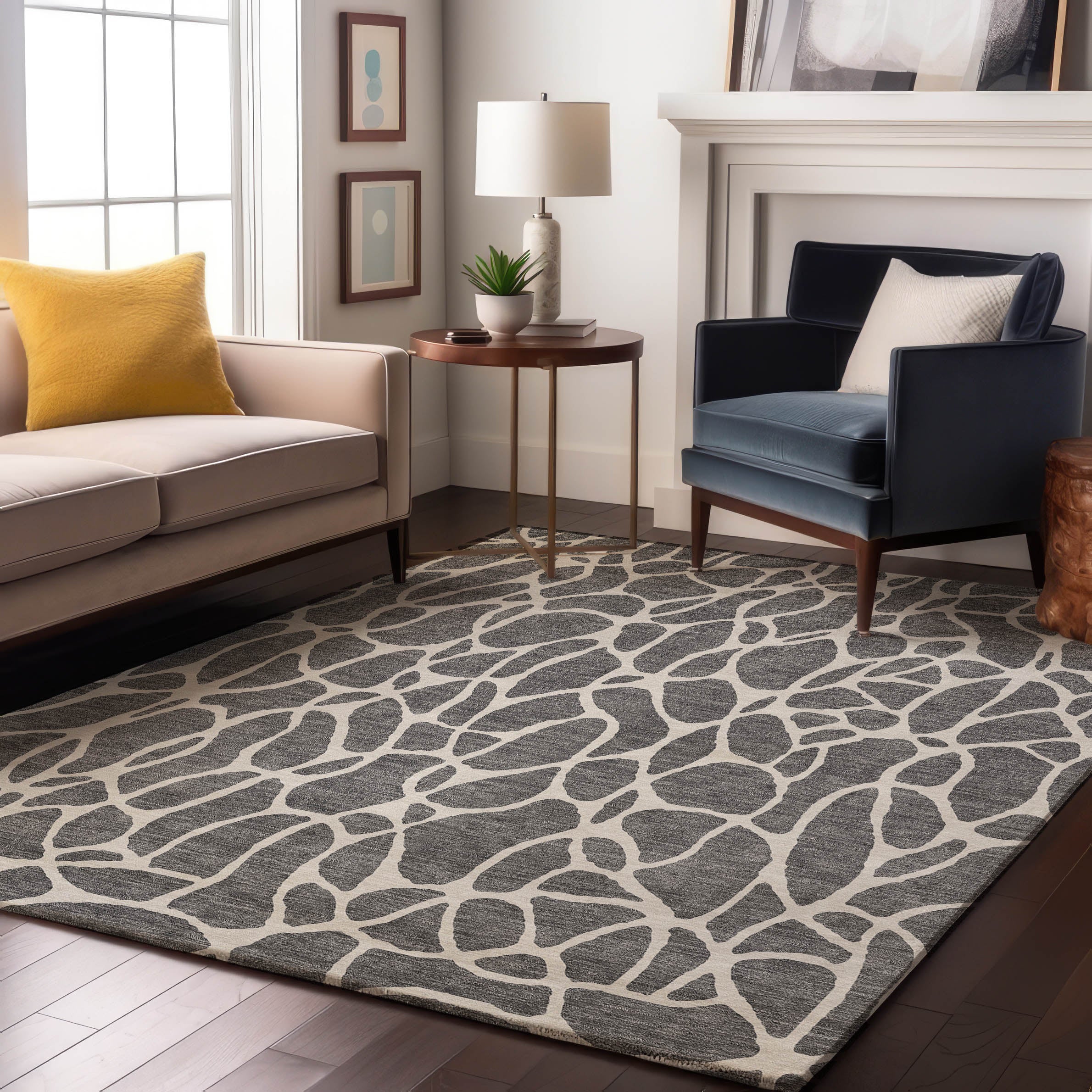 Dublin Machine Washable Transitional Gray Rug 2'6" x 3'10" #shape_Rectangle