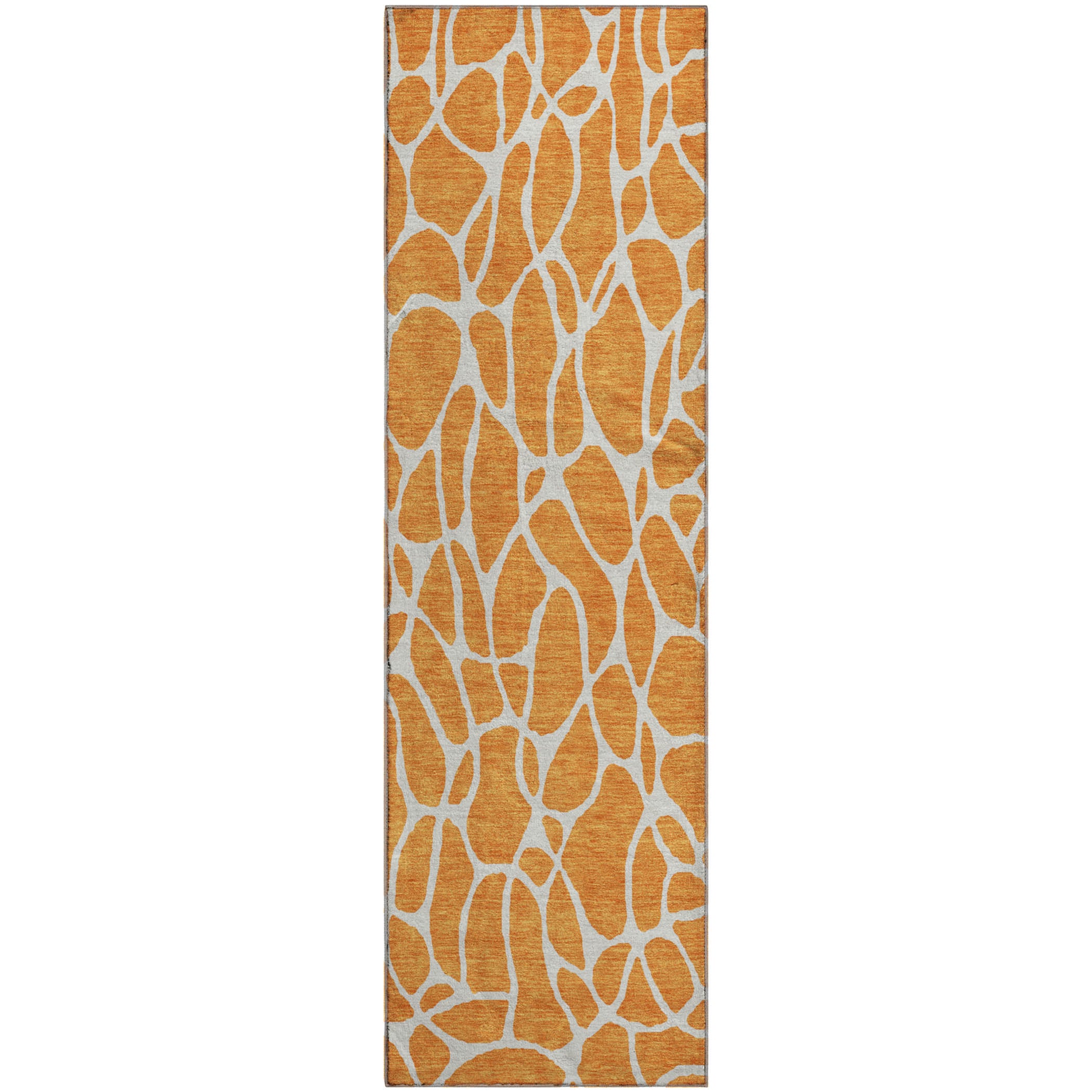 Dublin Machine Washable Transitional Orange Rug 2'3" x 7'6" #shape_Runner