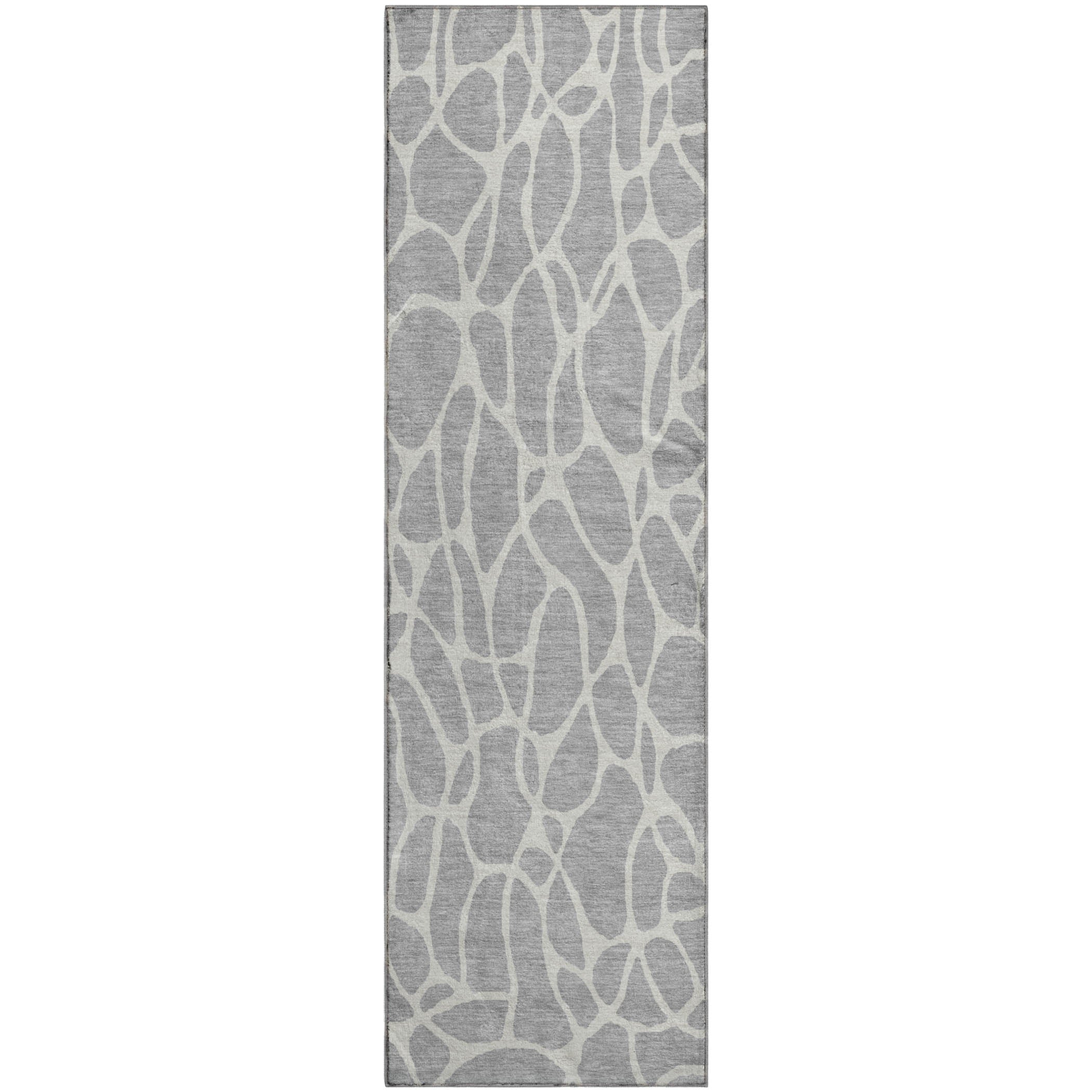 Dublin Machine Washable Transitional Silver Gray Rug 2'3" x 7'6" #shape_Runner