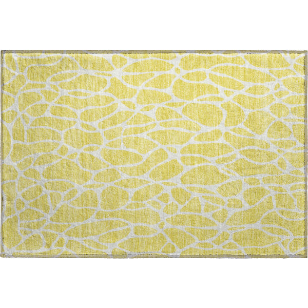 Dublin Machine Washable Transitional Yellow Gold Rug 1'8" x 2'6"