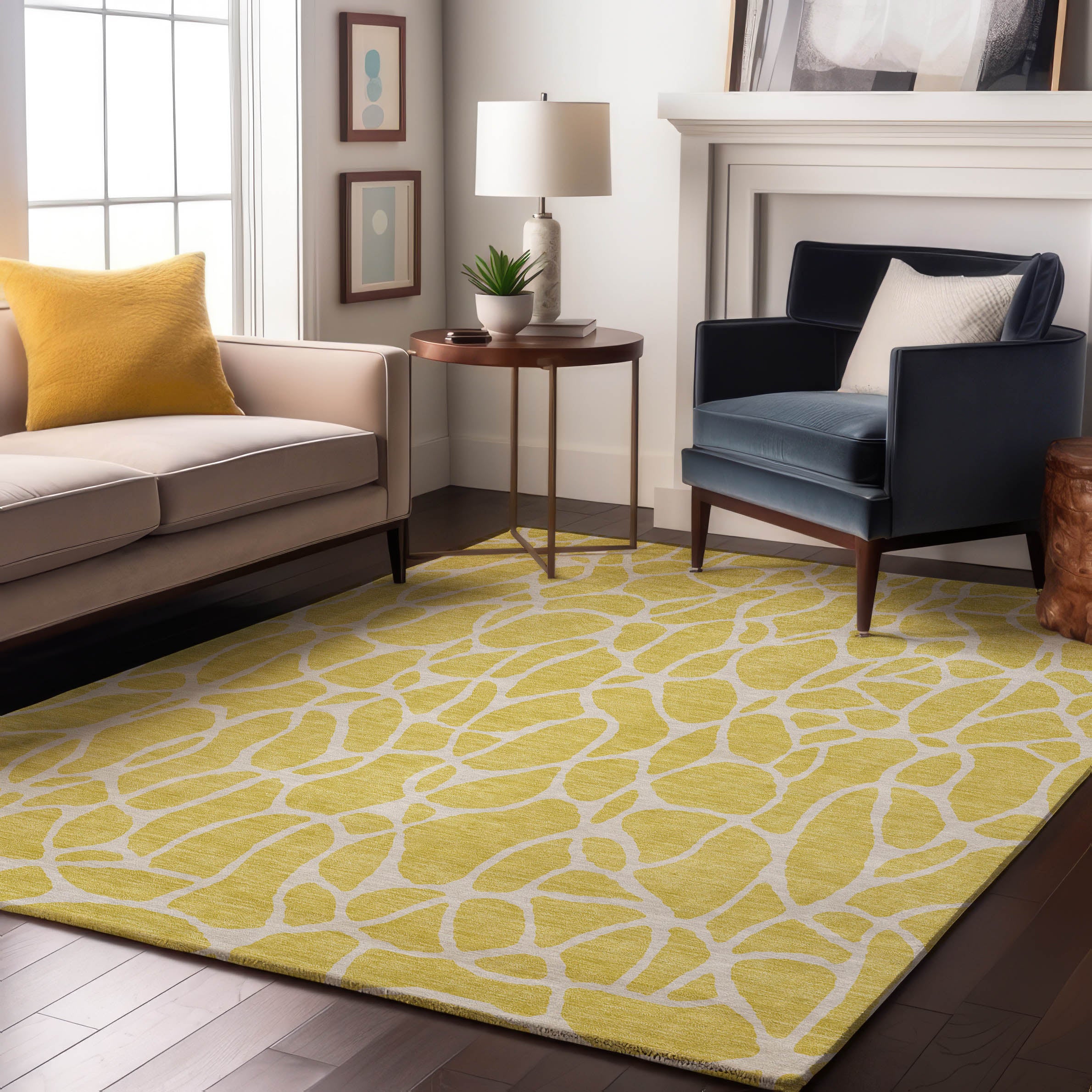 Dublin Machine Washable Transitional Yellow Gold Rug 2'6" x 3'10" #shape_Rectangle