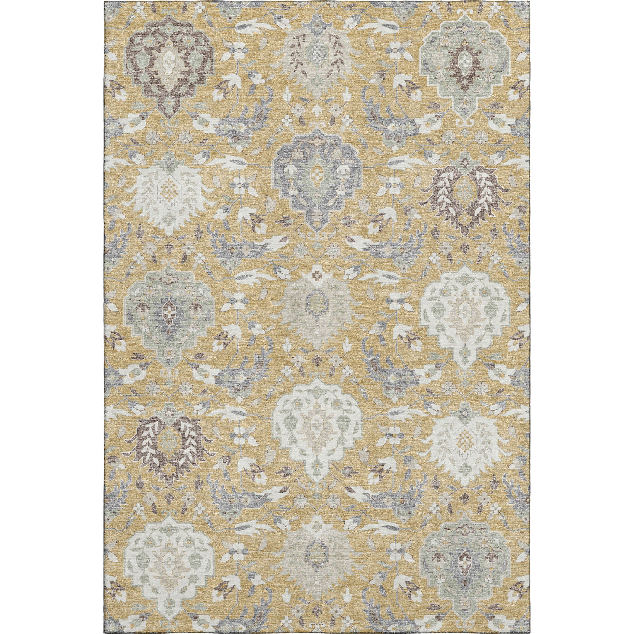 Lisbon Machine Washable Traditional Gold Rug 2'6" x 3'10" #shape_Rectangle
