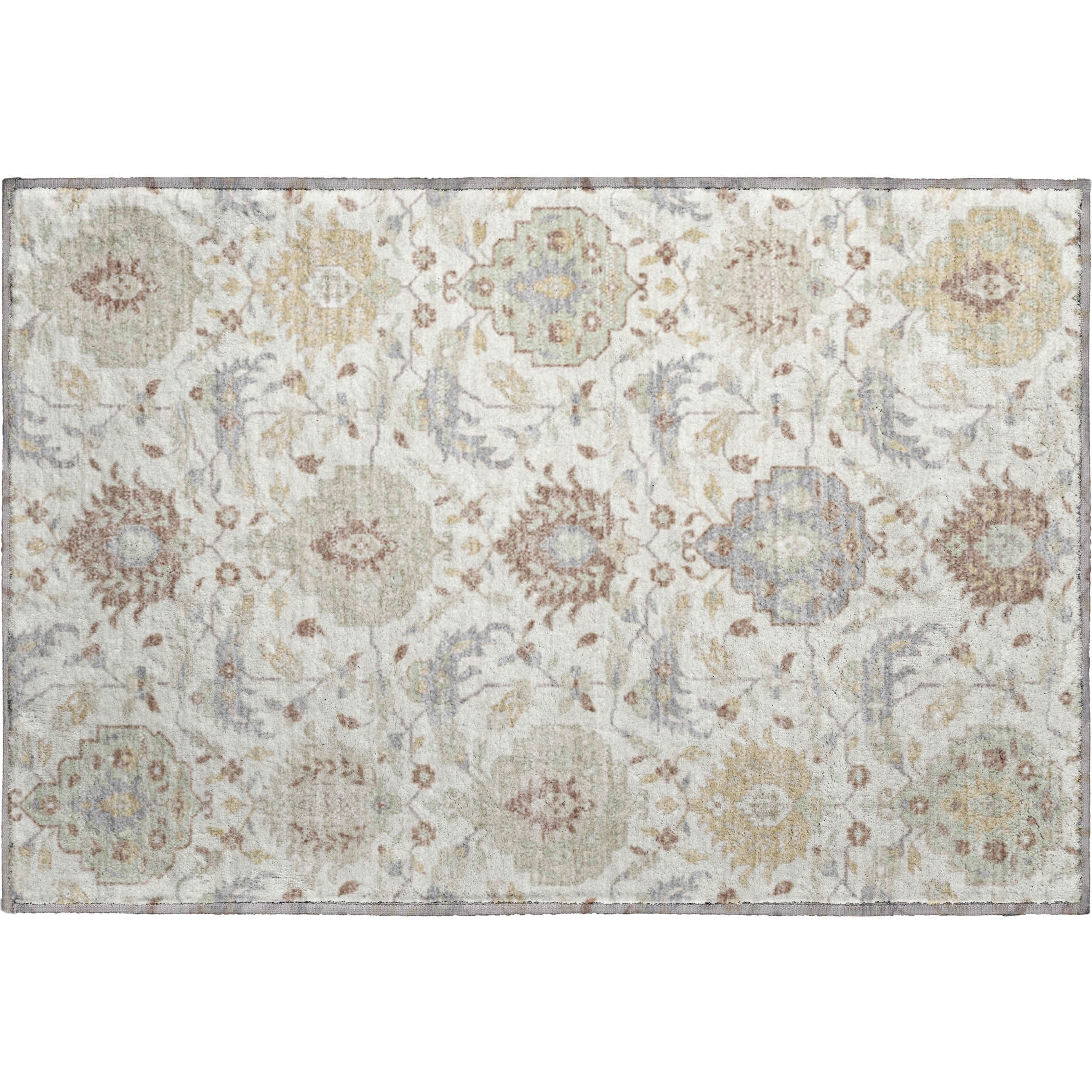 Lisbon Machine Washable Traditional Ivory Rug 1'8" x 2'6" #shape_Rectangle