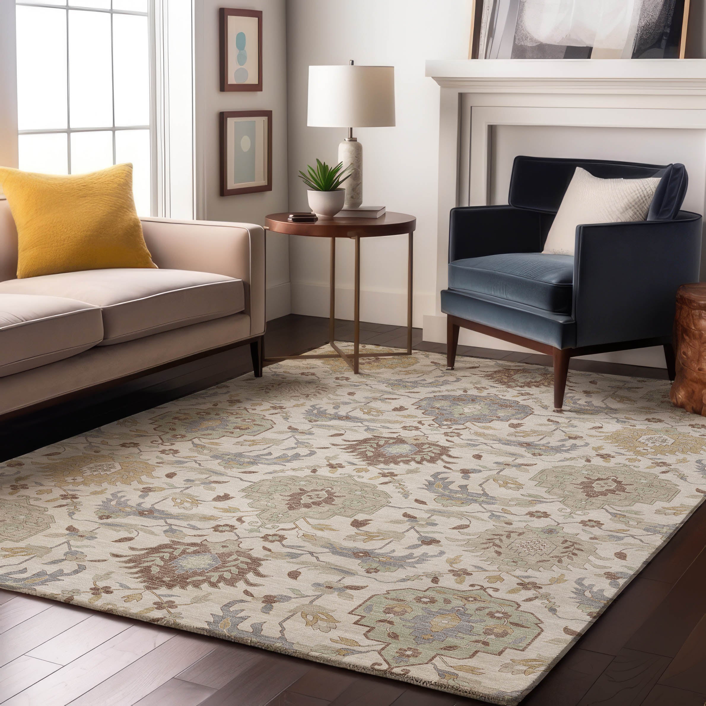 Lisbon Machine Washable Traditional Ivory Rug 2'6" x 3'10" #shape_Rectangle