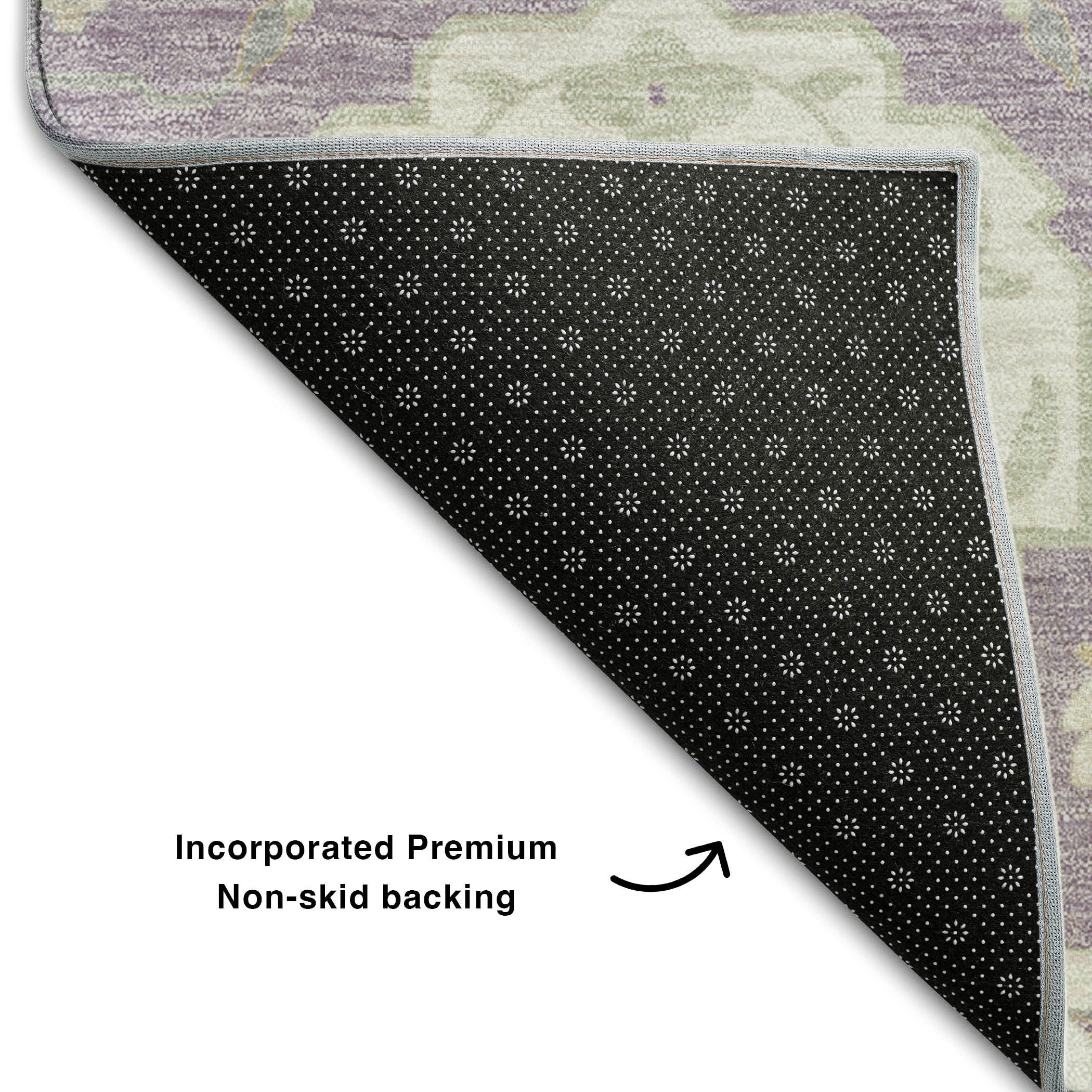 Lisbon Machine Washable Traditional Lavender Purple Rug 1'8" x 2'6" #shape_Rectangle