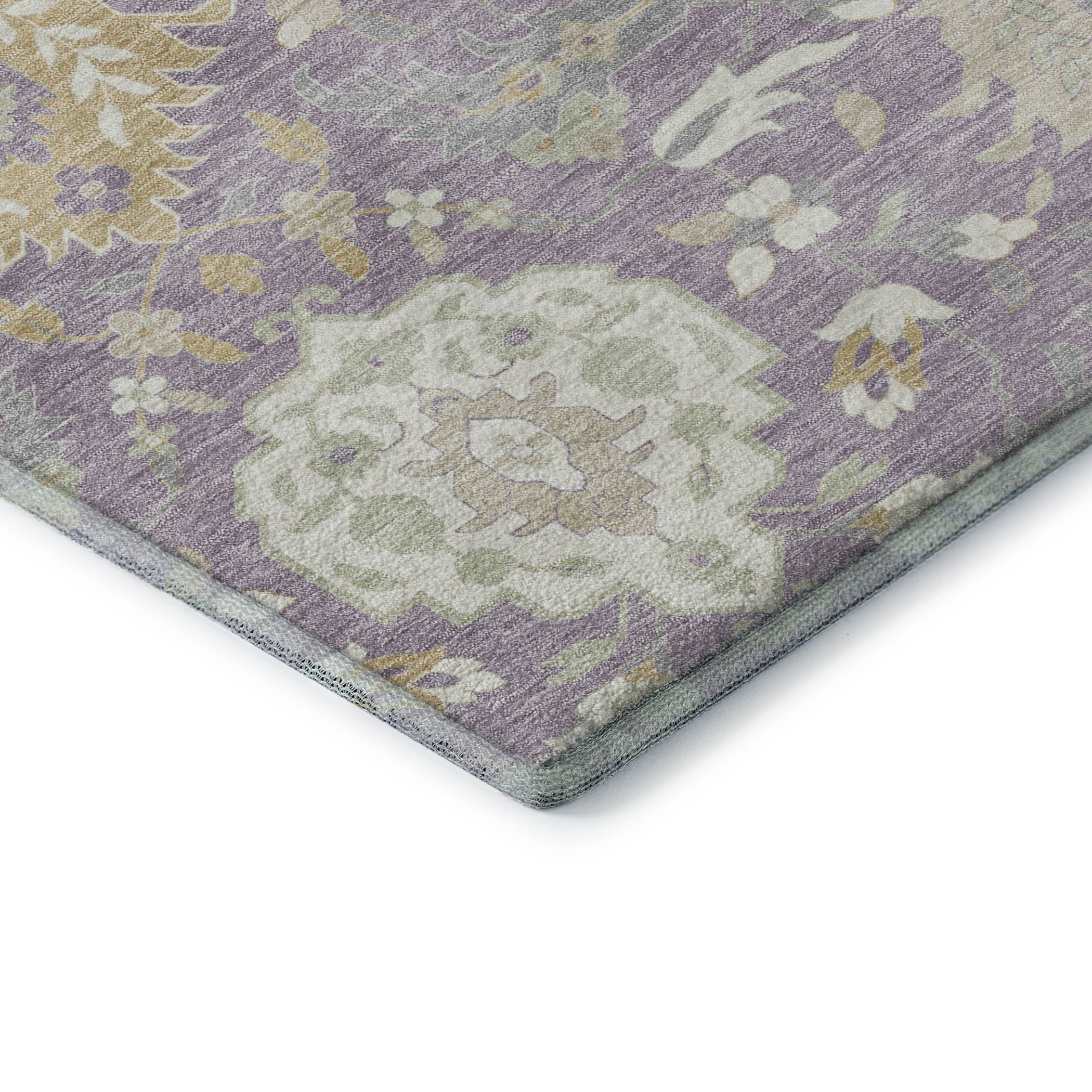 Lisbon Machine Washable Traditional Lavender Purple Rug 1'8" x 2'6" #shape_Rectangle