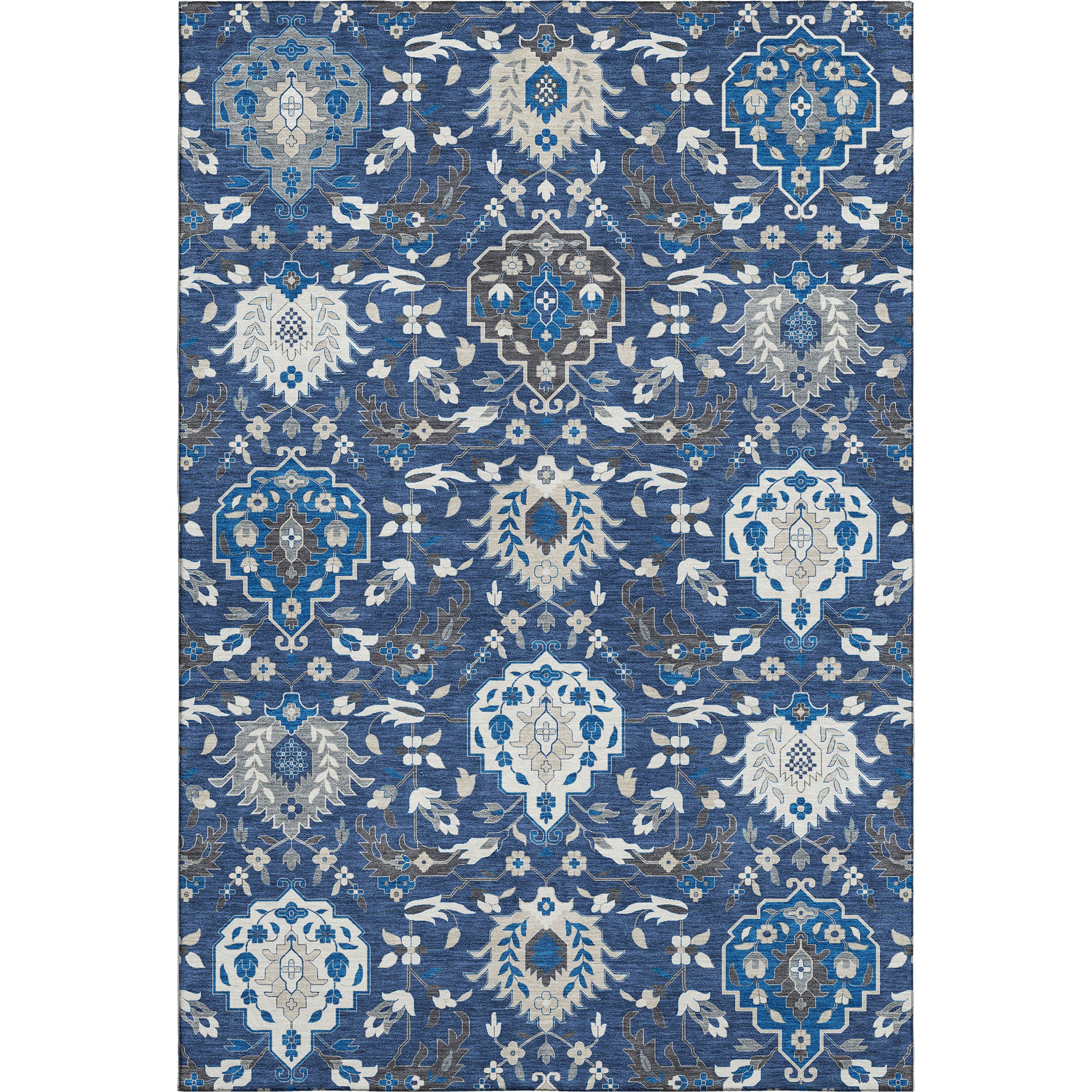 Lisbon Machine Washable Traditional Navy Blue Rug 2'6" x 3'10" #shape_Rectangle