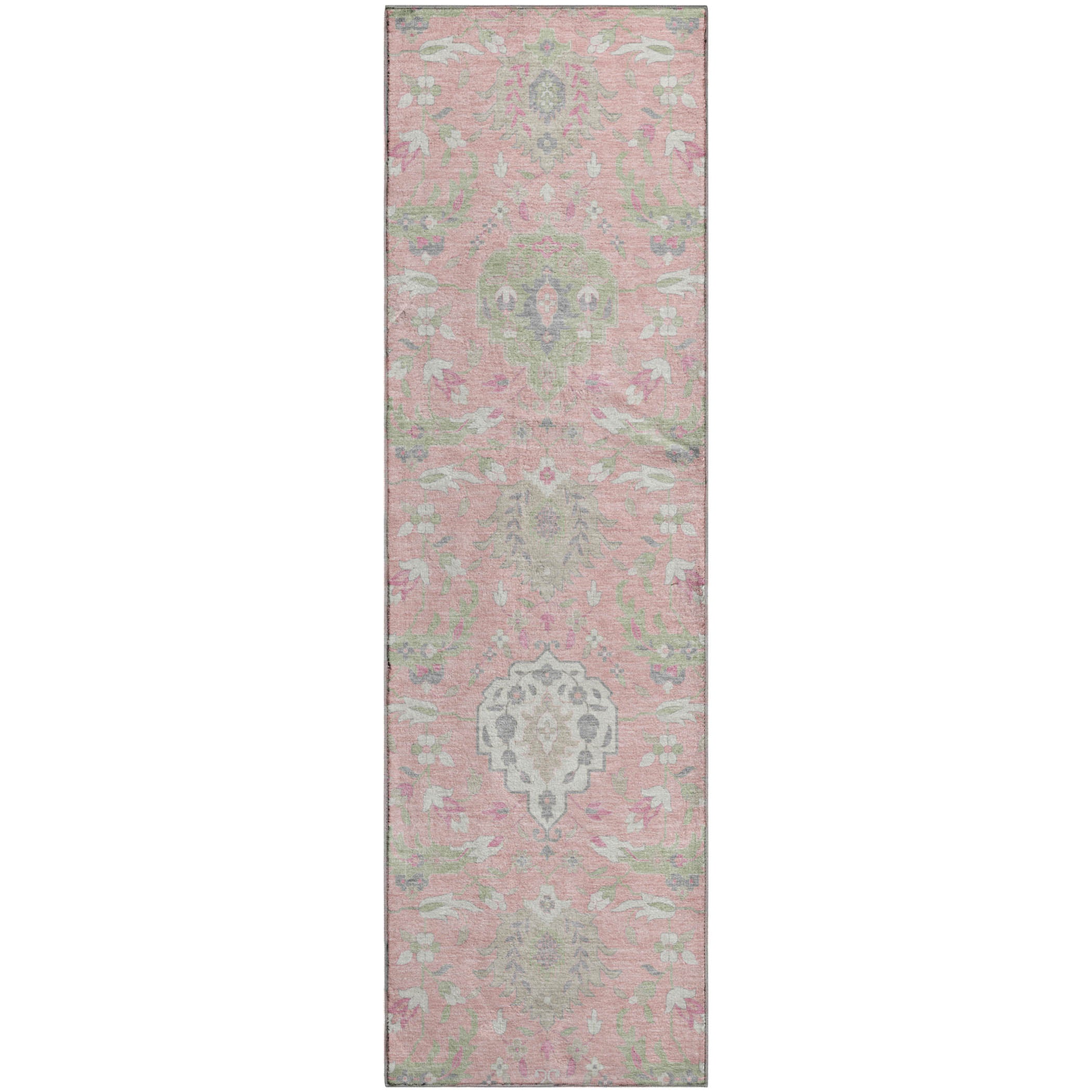 Lisbon Machine Washable Traditional Pink Rug 2'3" x 7'6" #shape_Runner