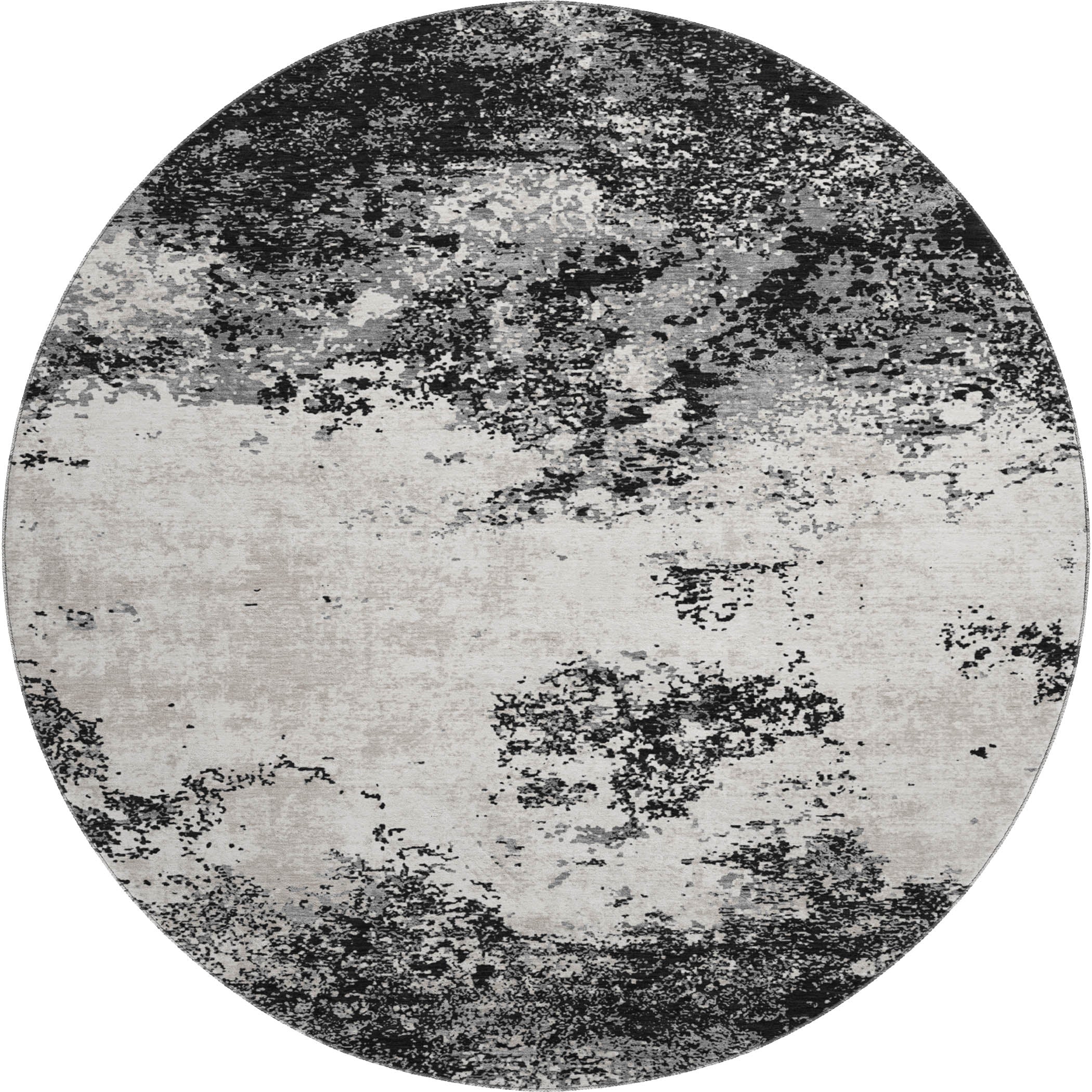 Dublin Machine Washable Transitional Black Rug 8' x 8' #shape_Round