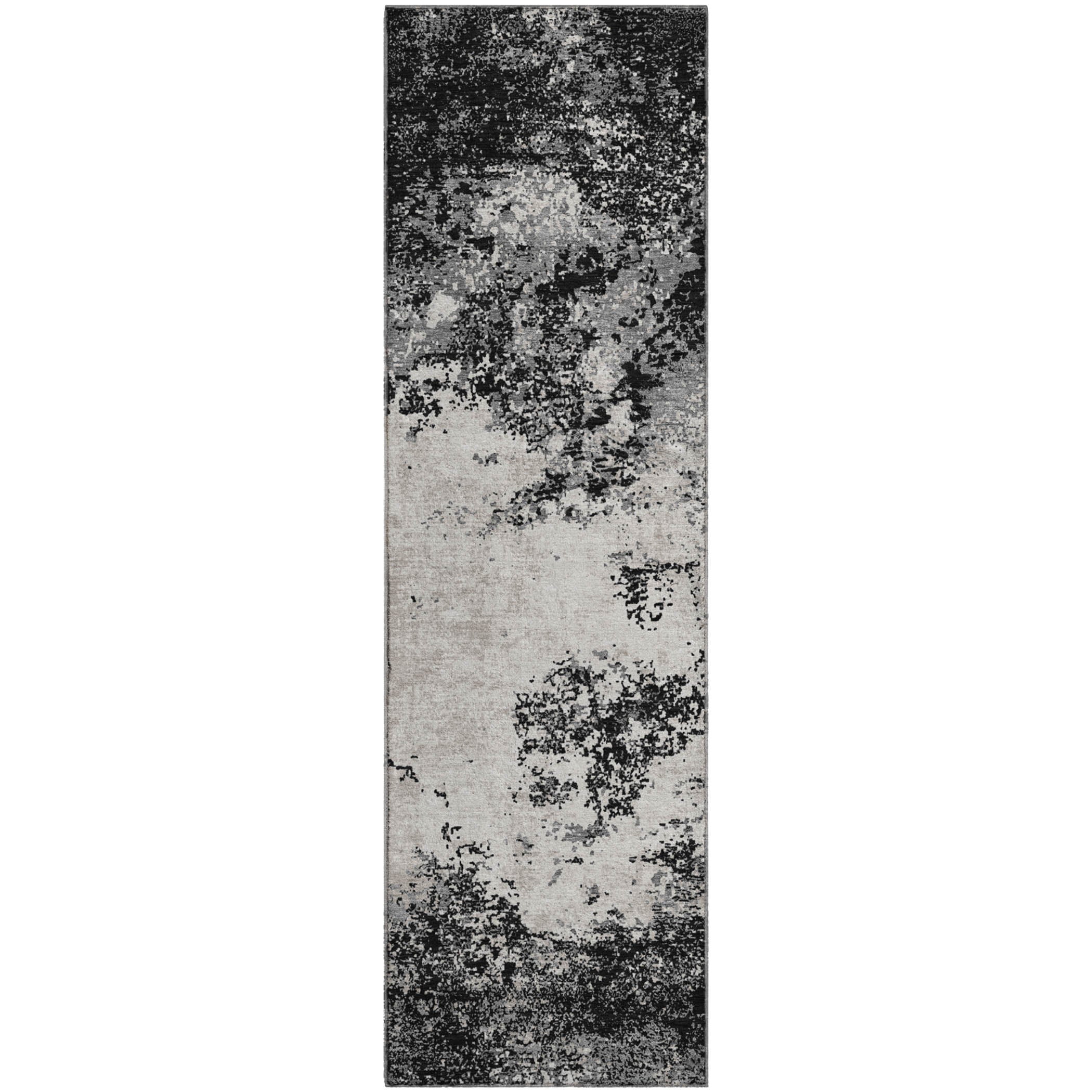 Dublin Machine Washable Transitional Black Rug 2'3" x 7'6" #shape_Runner