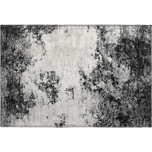 Dublin Machine Washable Transitional Black Rug 1'8" x 2'6"