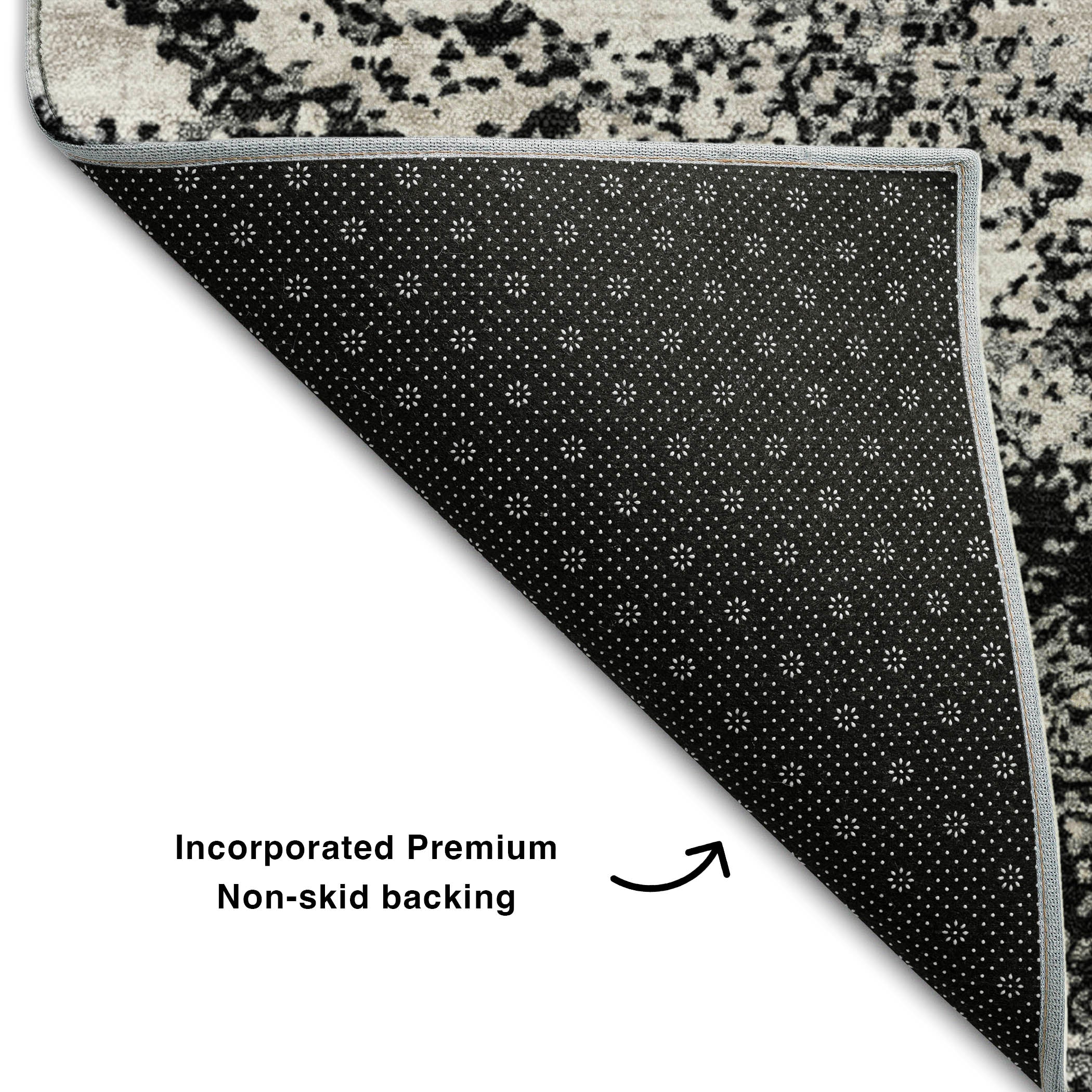 Dublin Machine Washable Transitional Black Rug 1'8" x 2'6" #shape_Rectangle