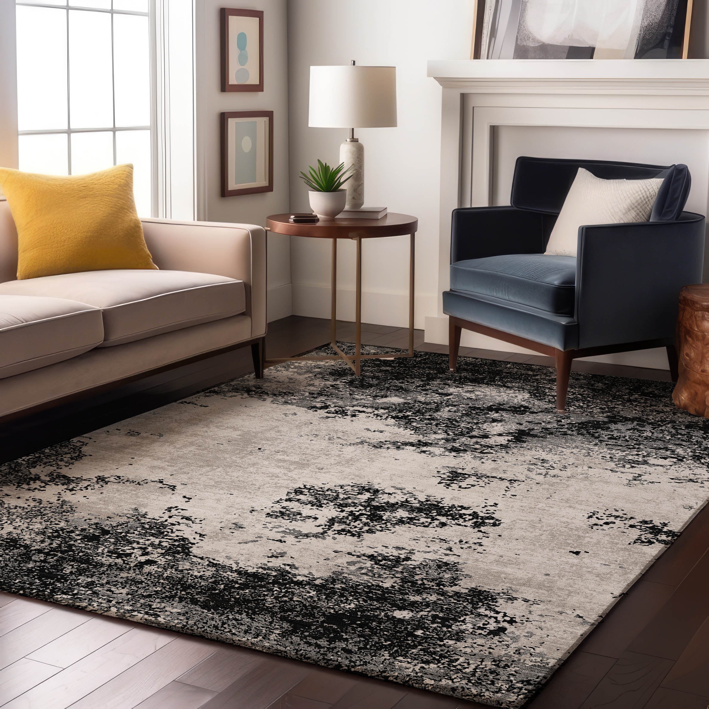 Dublin Machine Washable Transitional Black Rug 2'6" x 3'10" #shape_Rectangle