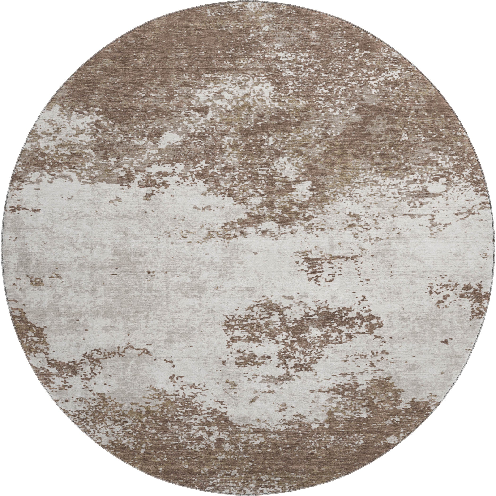 Dublin Machine Washable Transitional Brown Rug 8' x 8' #shape_Round