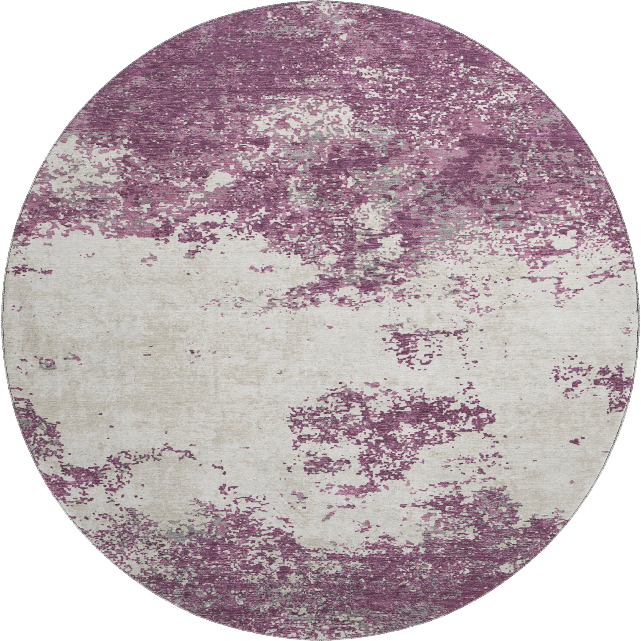 Dublin Machine Washable Transitional Eggplant Purple Rug 8' x 8' #shape_Round