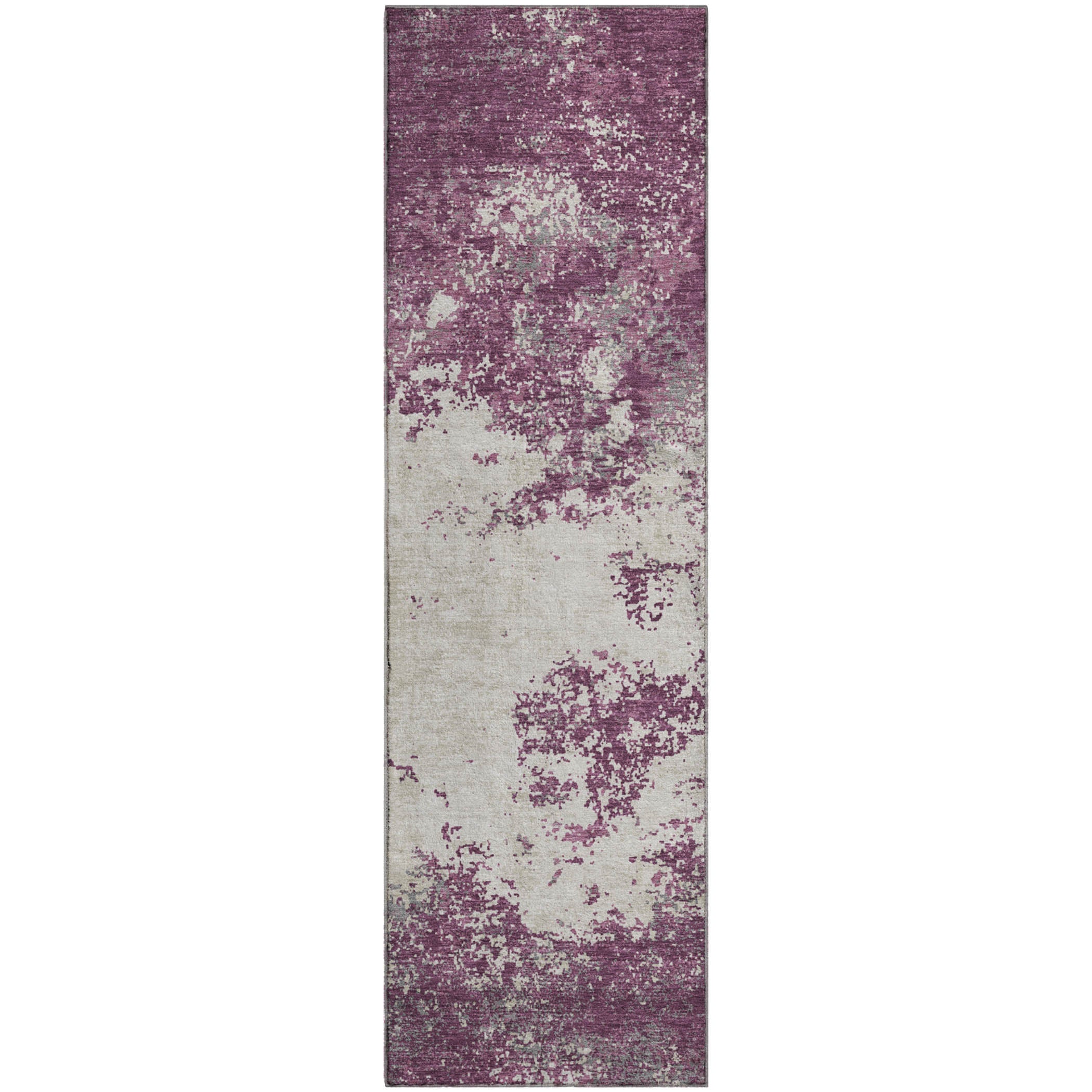 Dublin Machine Washable Transitional Eggplant Purple Rug 2'3" x 7'6" #shape_Runner