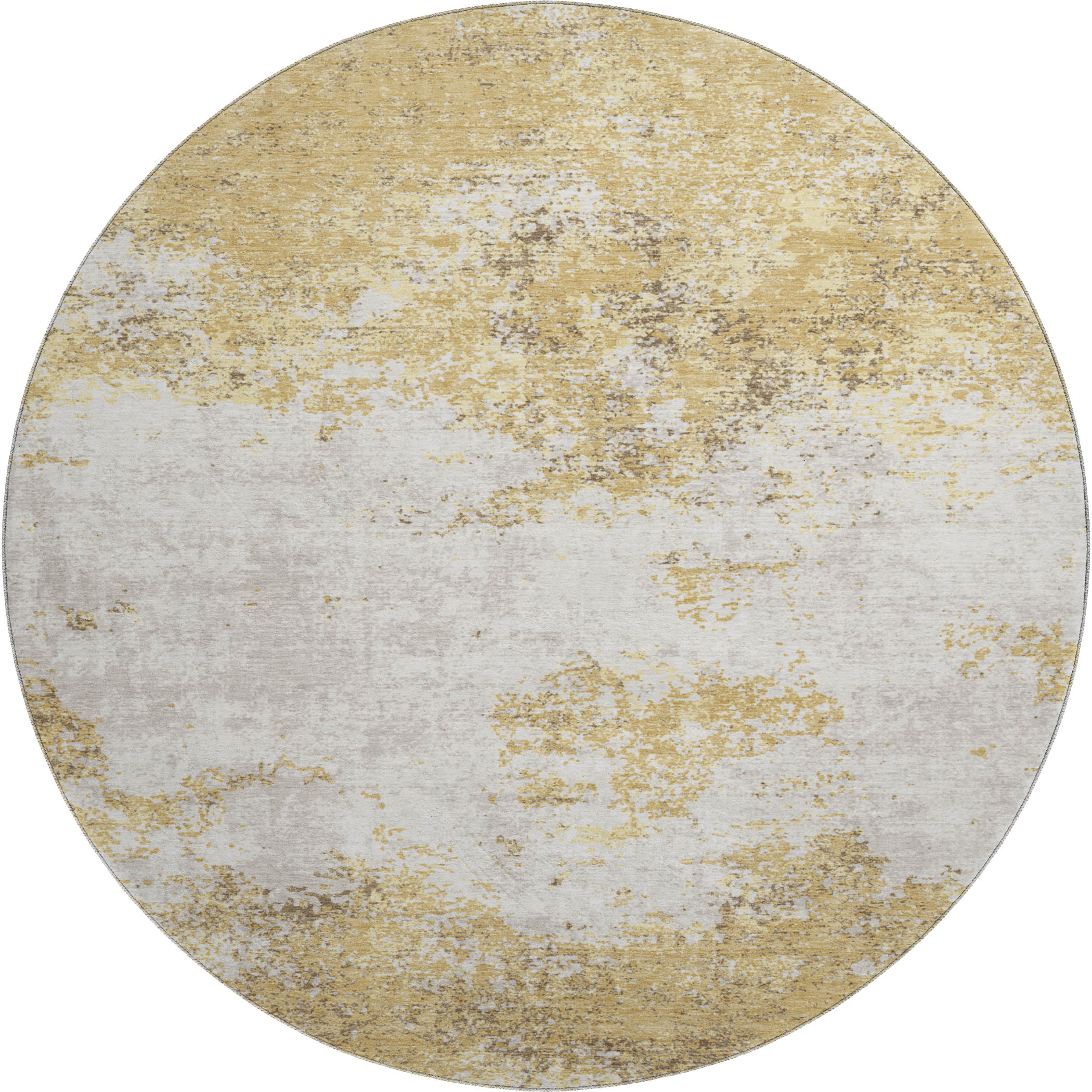 Dublin Machine Washable Transitional Gold Rug 8' x 8' #shape_Round