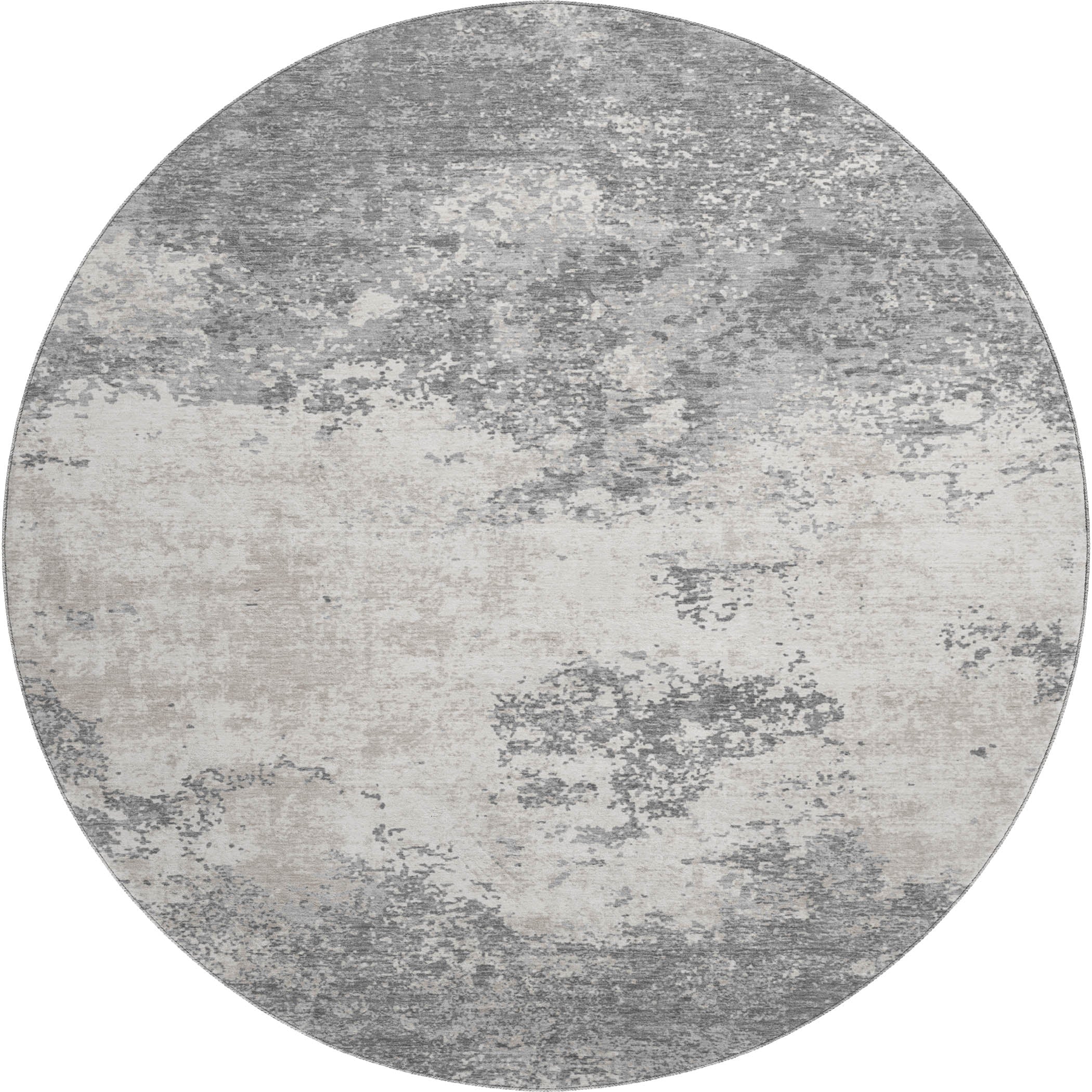 Dublin Machine Washable Transitional Gray Rug 8' x 8' #shape_Round