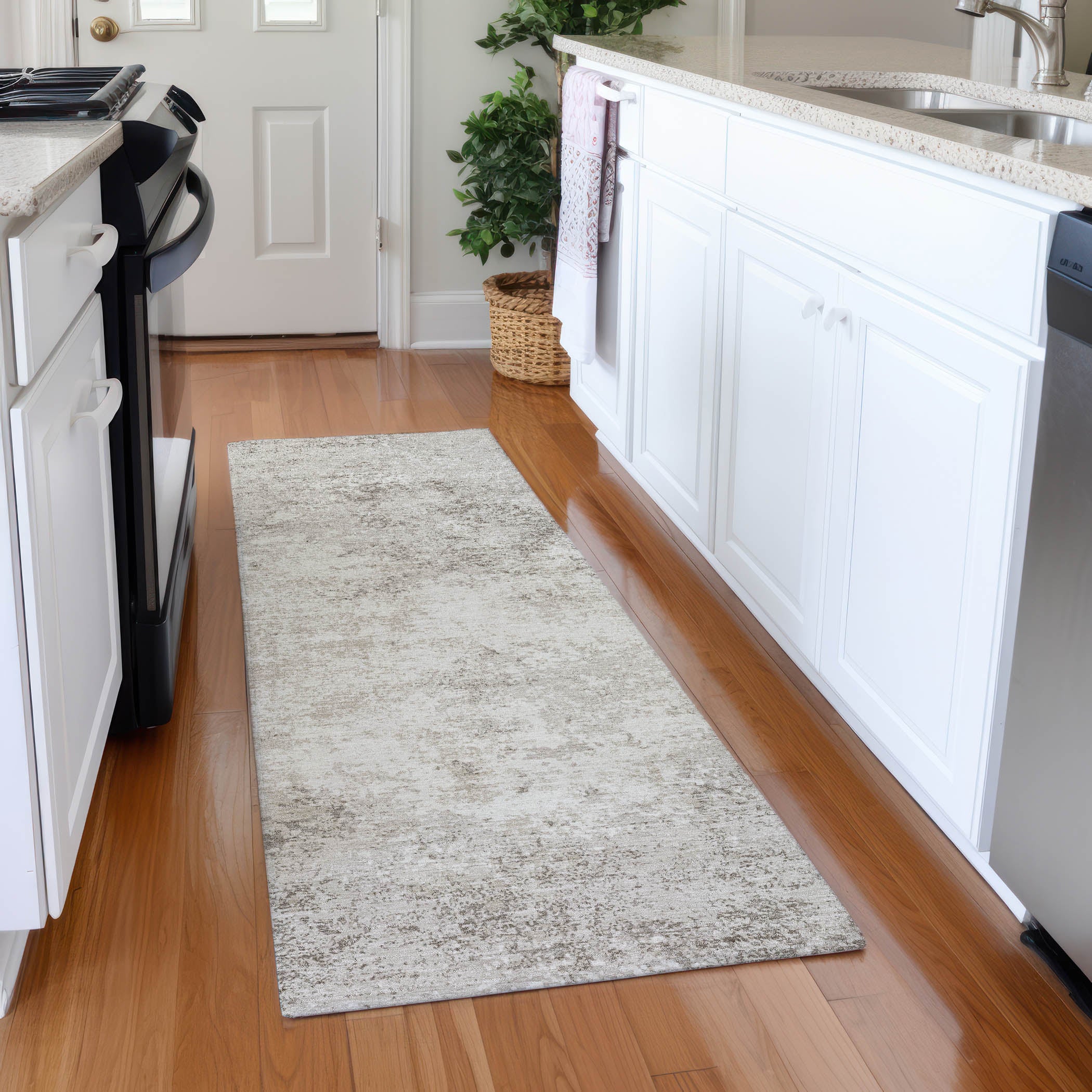 Dublin Machine Washable Transitional Ivory Rug 2'3" x 7'6" #shape_Runner