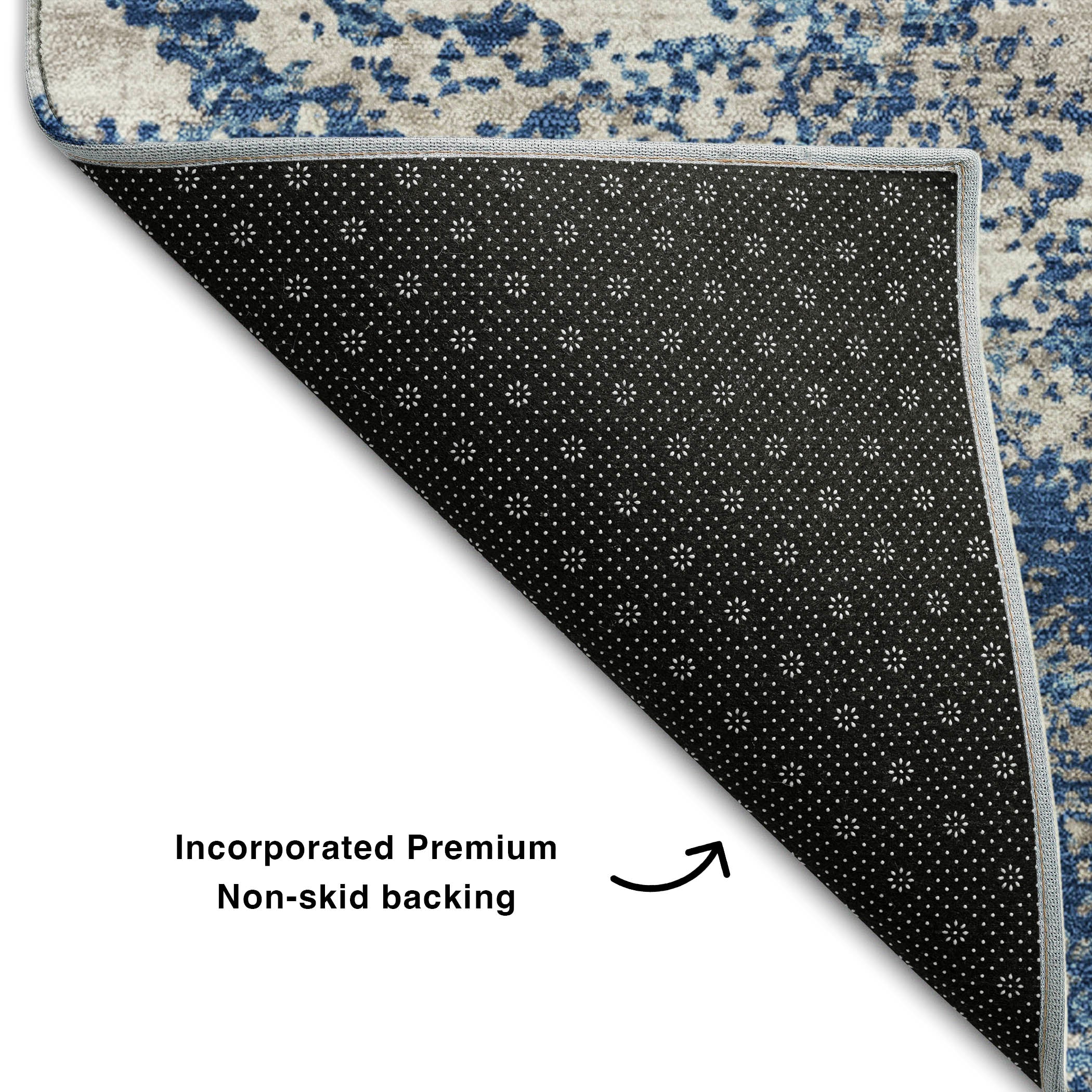 Dublin Machine Washable Transitional Navy Blue Rug 1'8" x 2'6" #shape_Rectangle