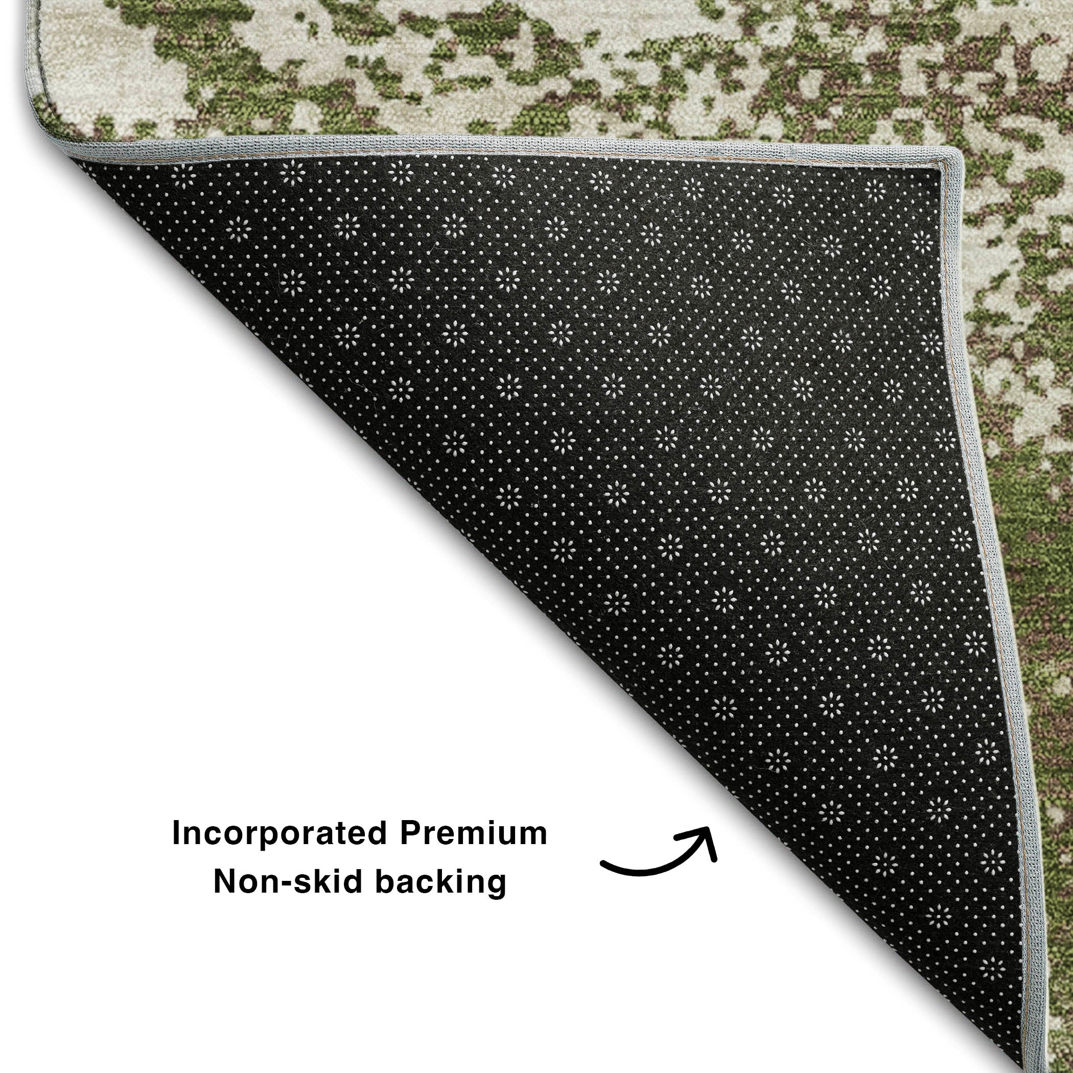 Dublin Machine Washable Transitional Olive Green Rug 1'8" x 2'6" #shape_Rectangle