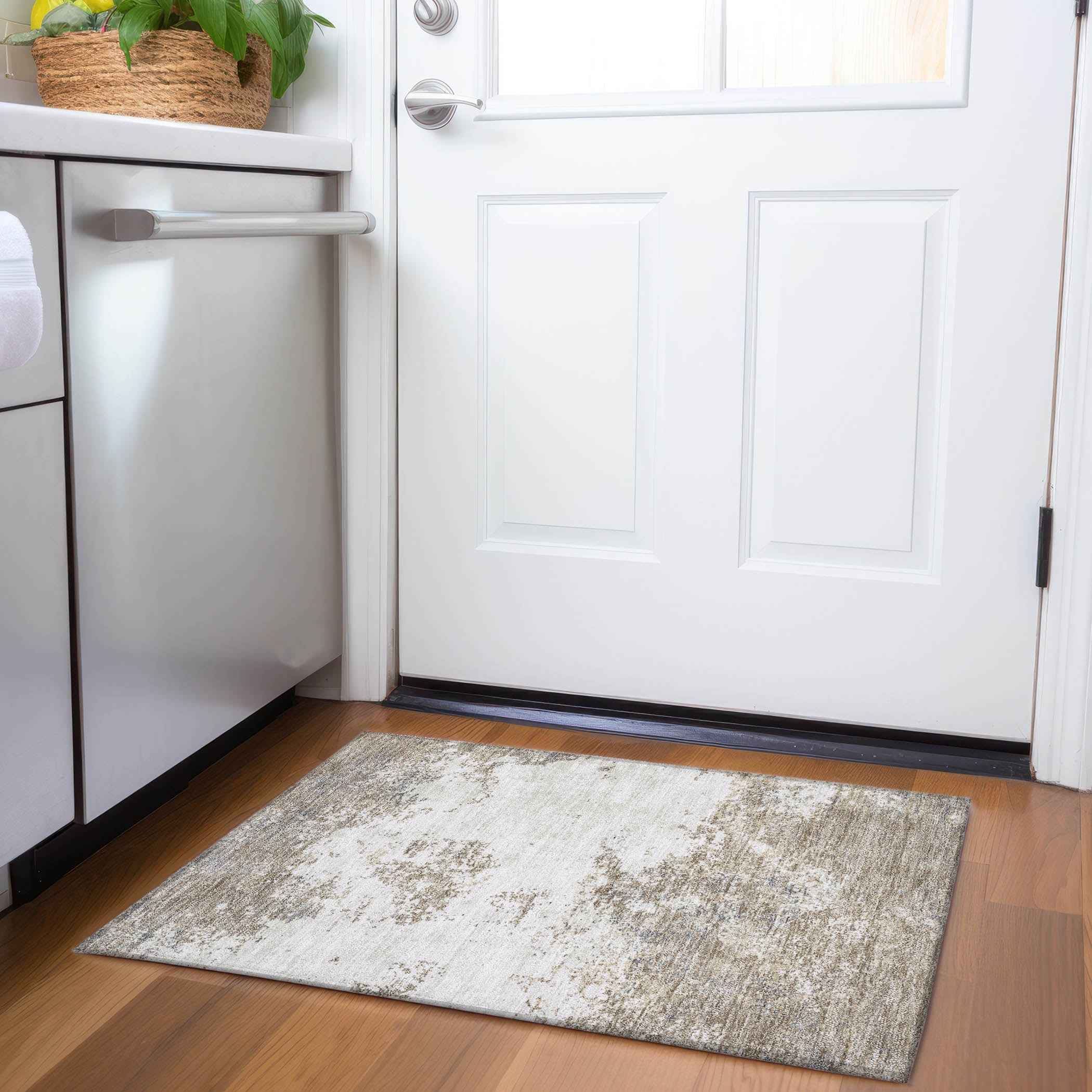 Dublin Machine Washable Transitional Taupe Brown Rug 1'8" x 2'6" #shape_Rectangle