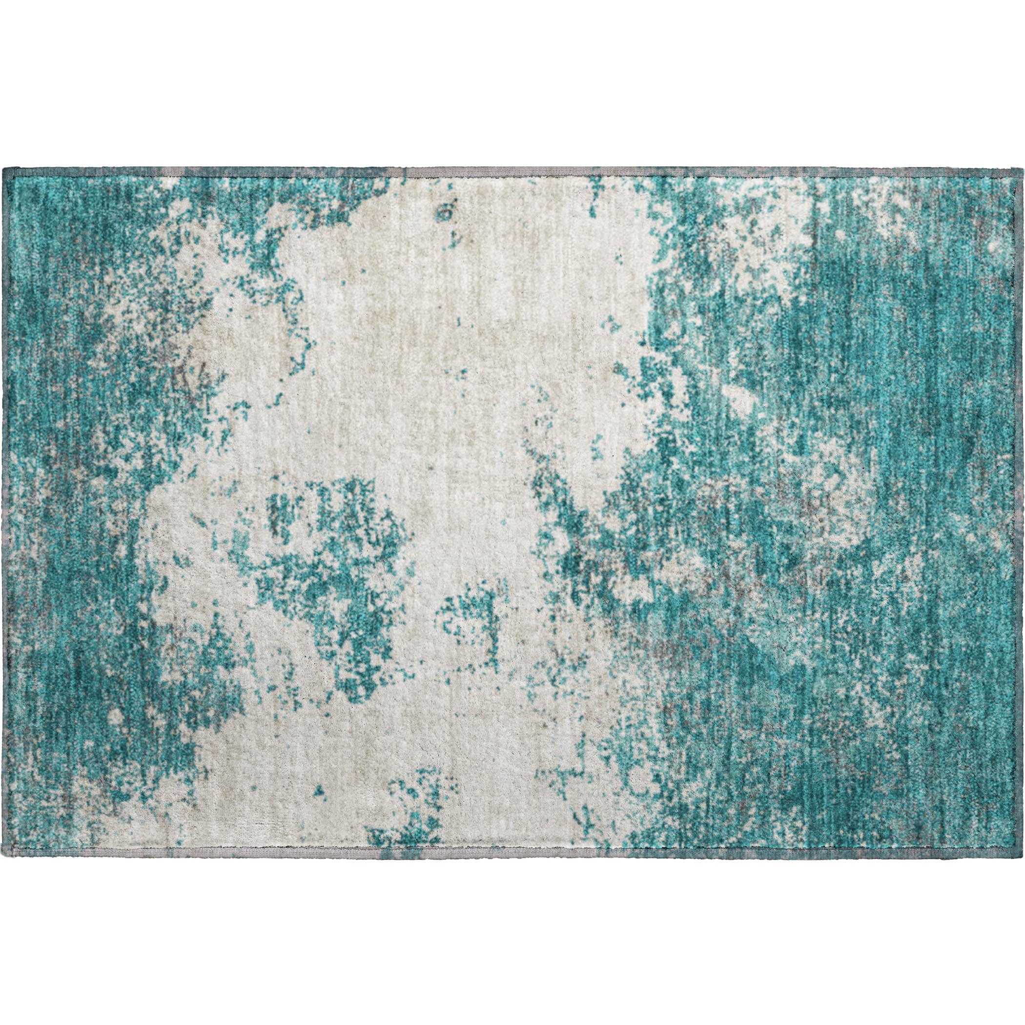 Dublin Machine Washable Transitional Teal Rug 1'8" x 2'6" #shape_Rectangle