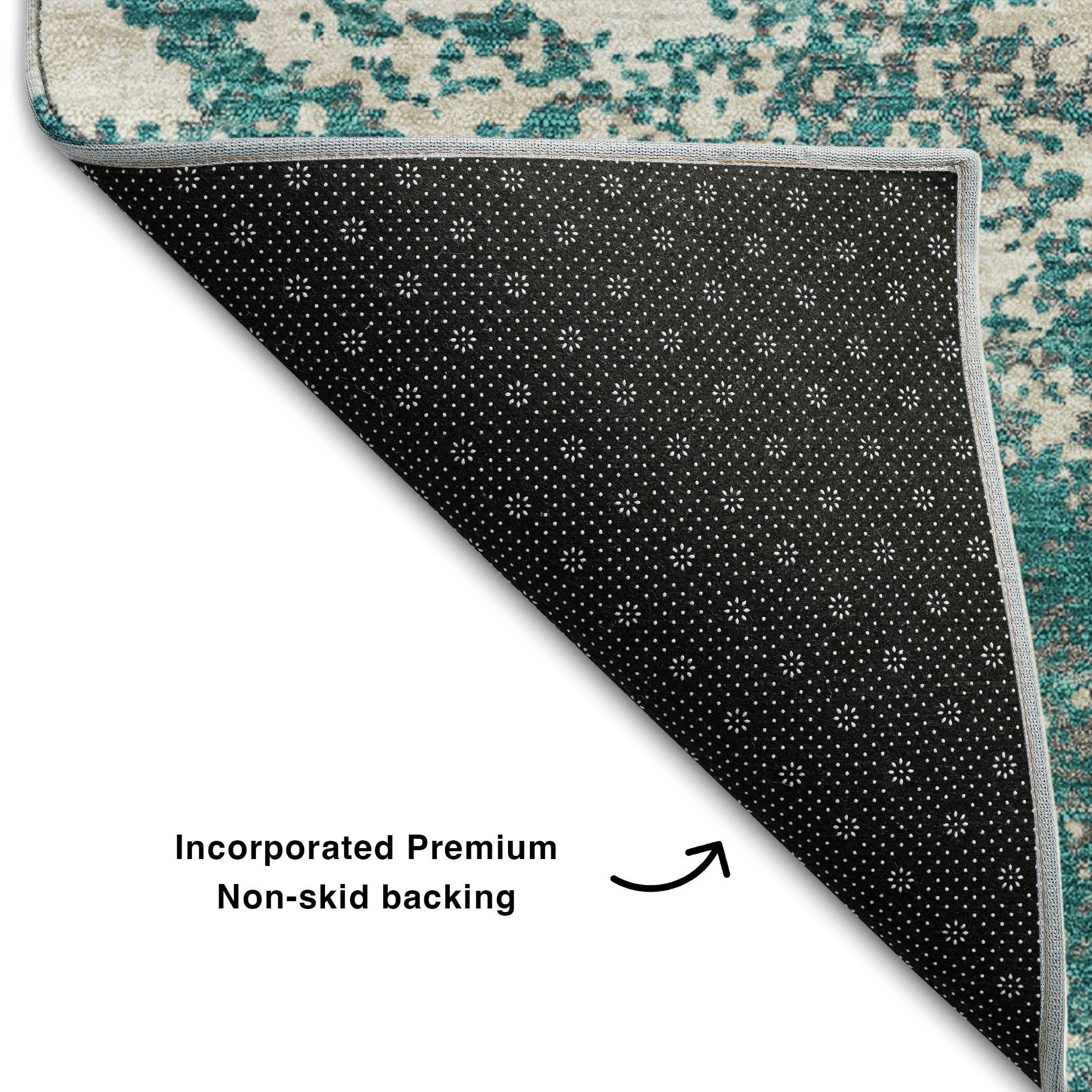 Dublin Machine Washable Transitional Teal Rug 1'8" x 2'6" #shape_Rectangle
