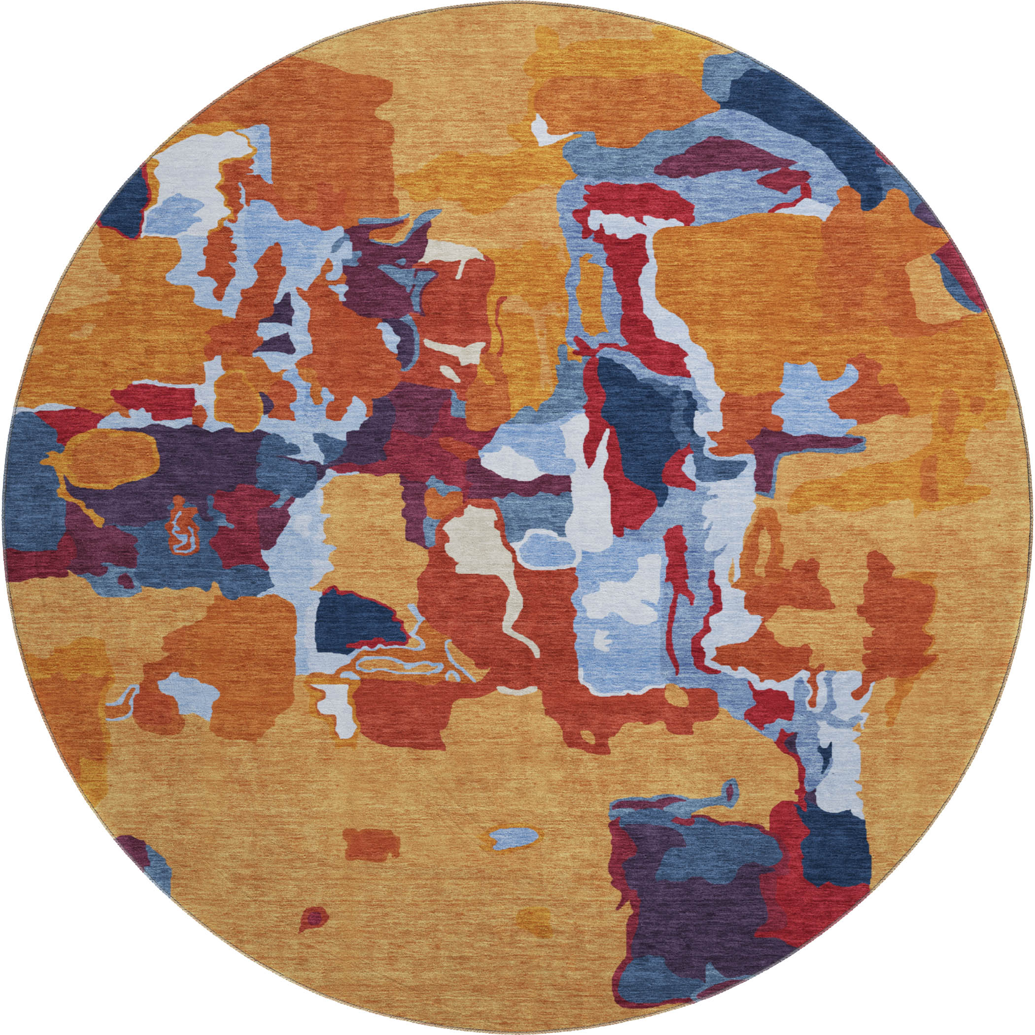 Lisbon Machine Washable Transitional Copper Orange Rug 8' x 8' #shape_Round