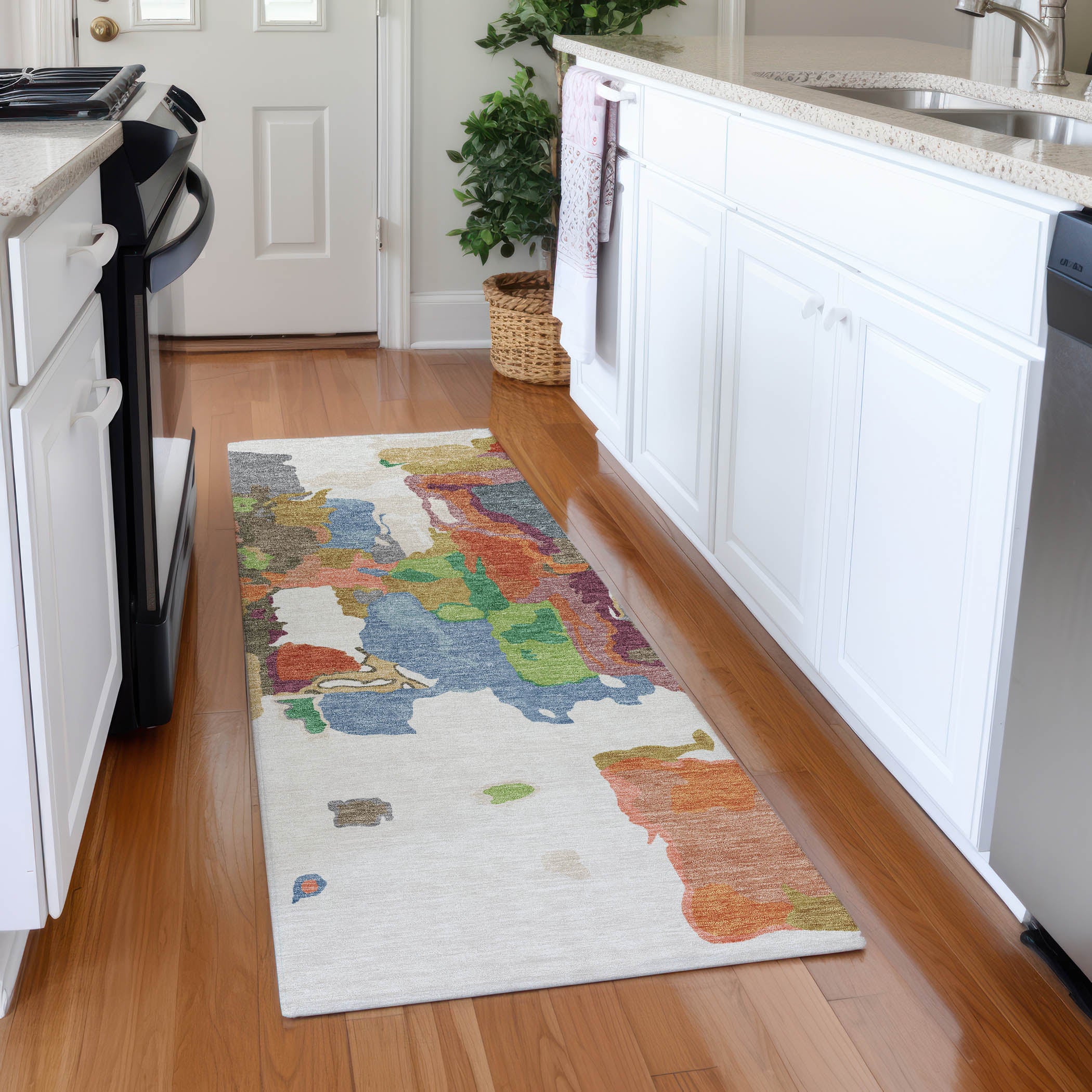 Lisbon Machine Washable Transitional Ivory Rug 2'3" x 7'6" #shape_Runner