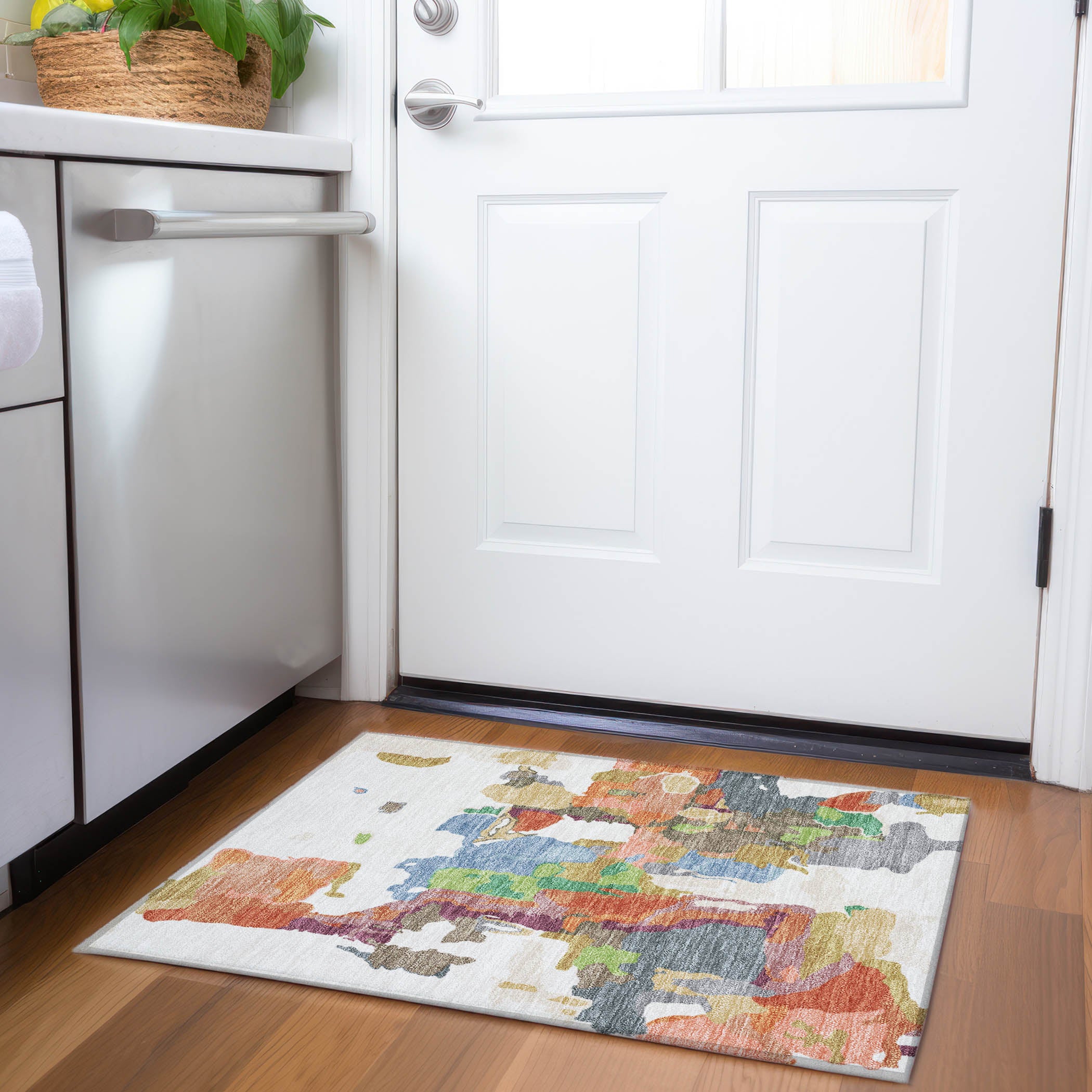 Lisbon Machine Washable Transitional Ivory Rug 1'8" x 2'6" #shape_Rectangle