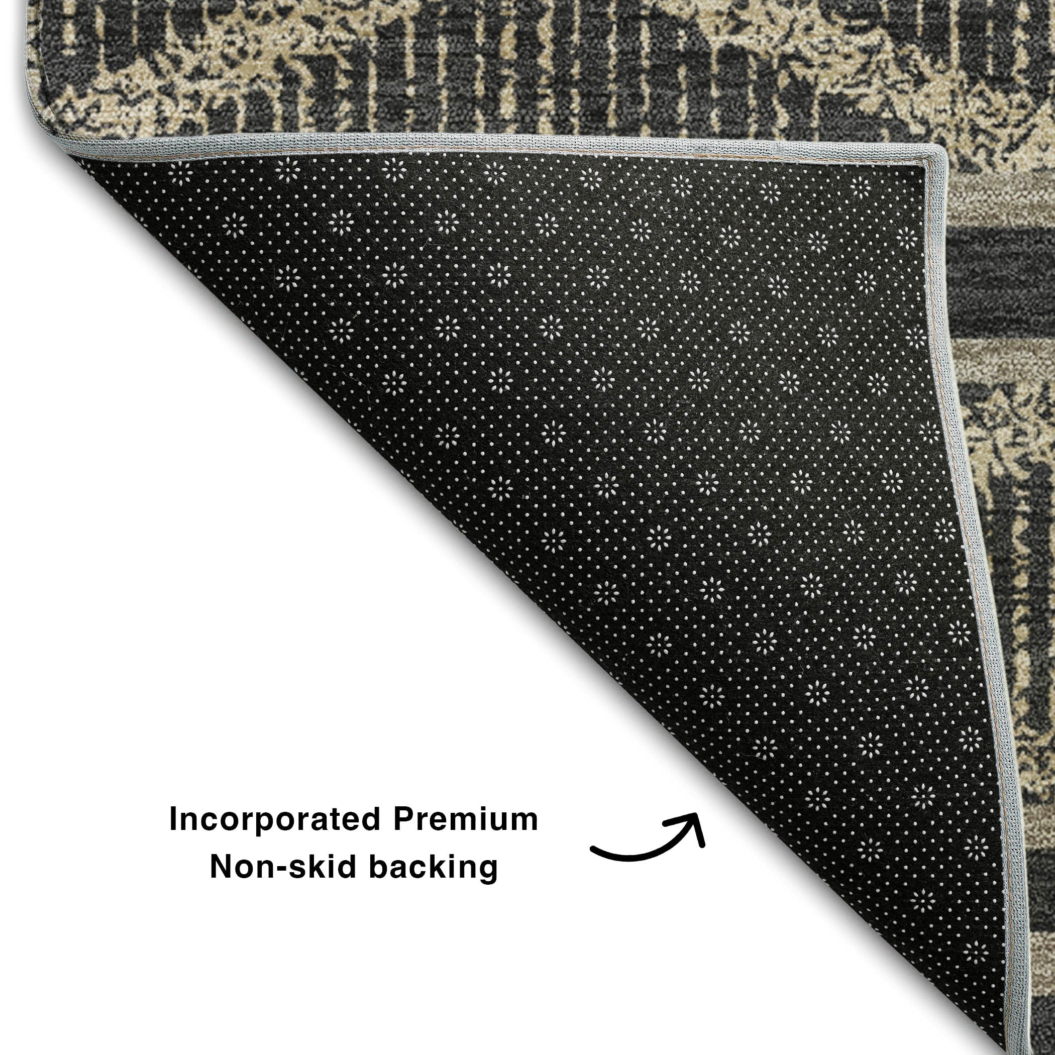 Athens Machine Washable Transitional Black Rug 1'8" x 2'6" #shape_Rectangle